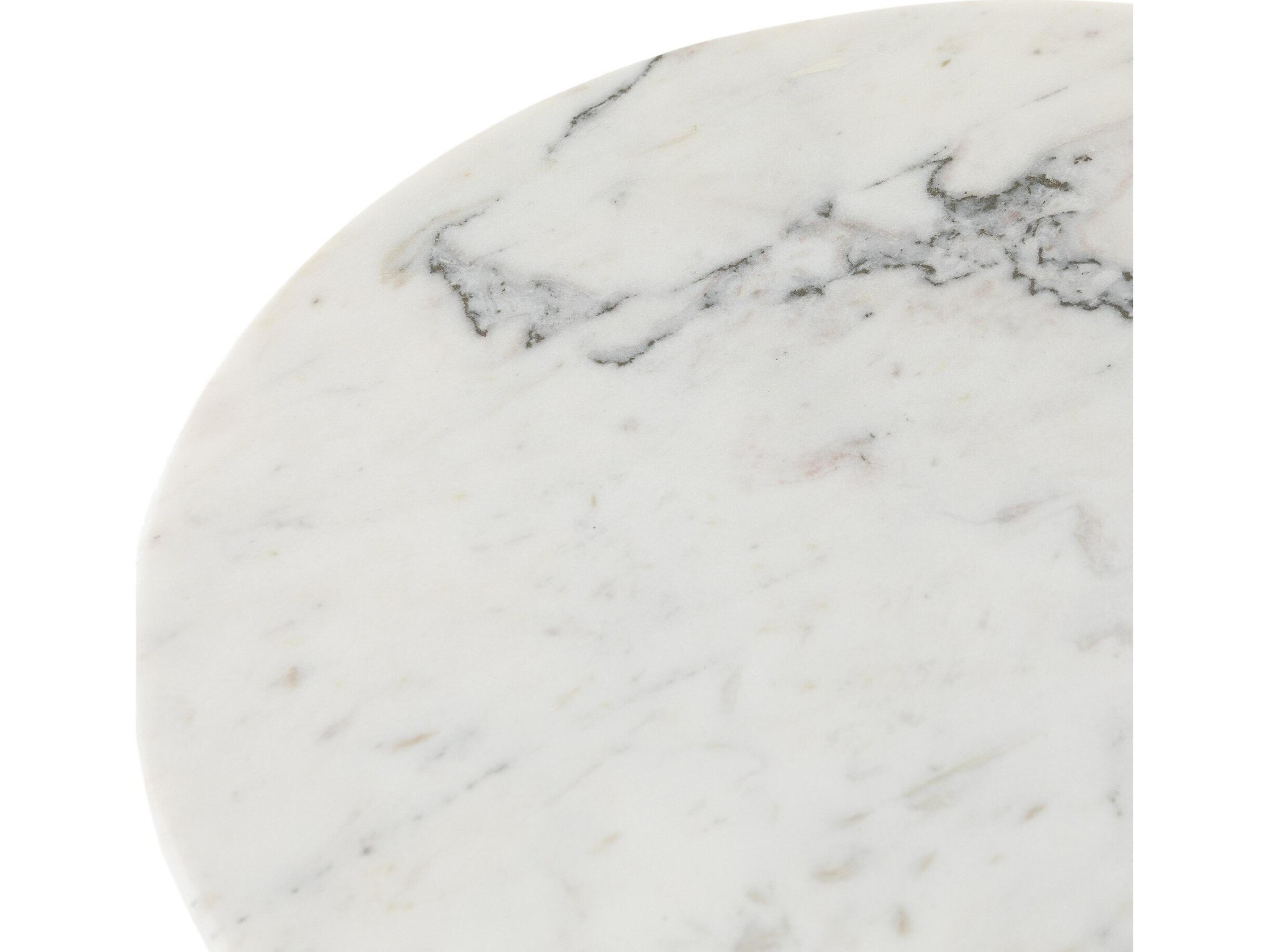 Four Hands Asher Armon Round Ombre Antique Brass Charcoal And White Marble End Table