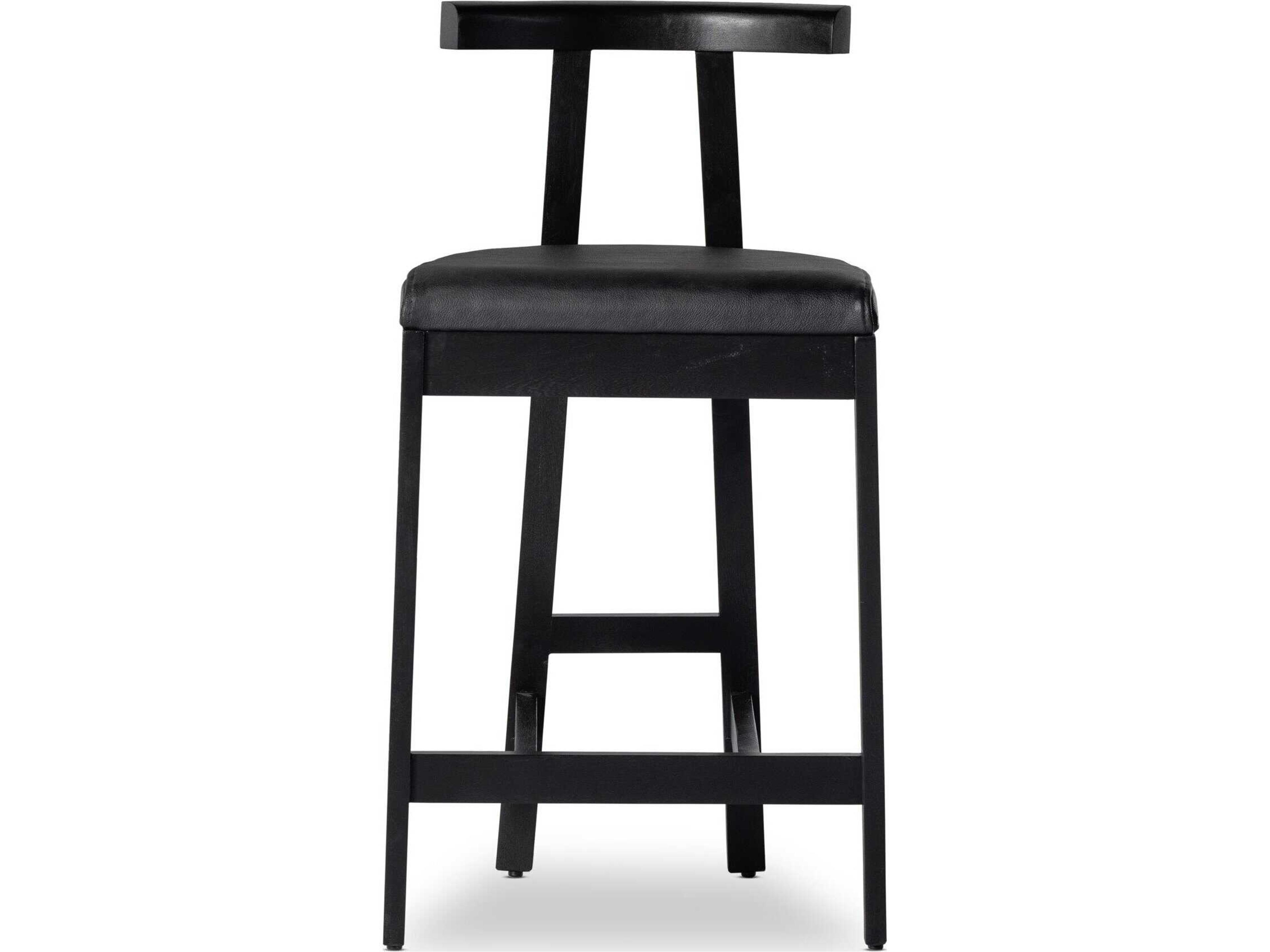 Four Hands Sevilla Tex Black Leather  Counter Stool