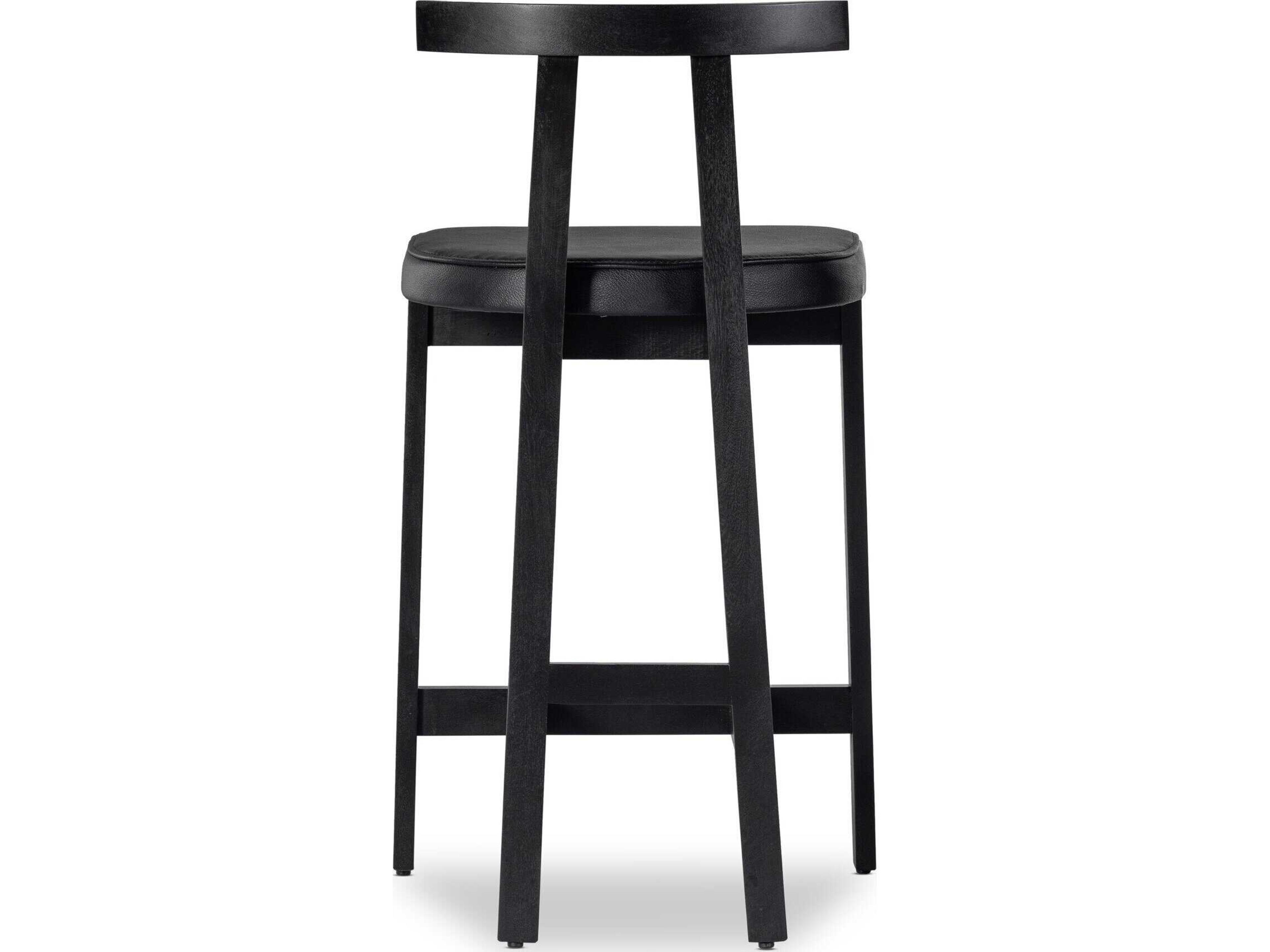 Four Hands Sevilla Tex Black Leather  Bar Stool