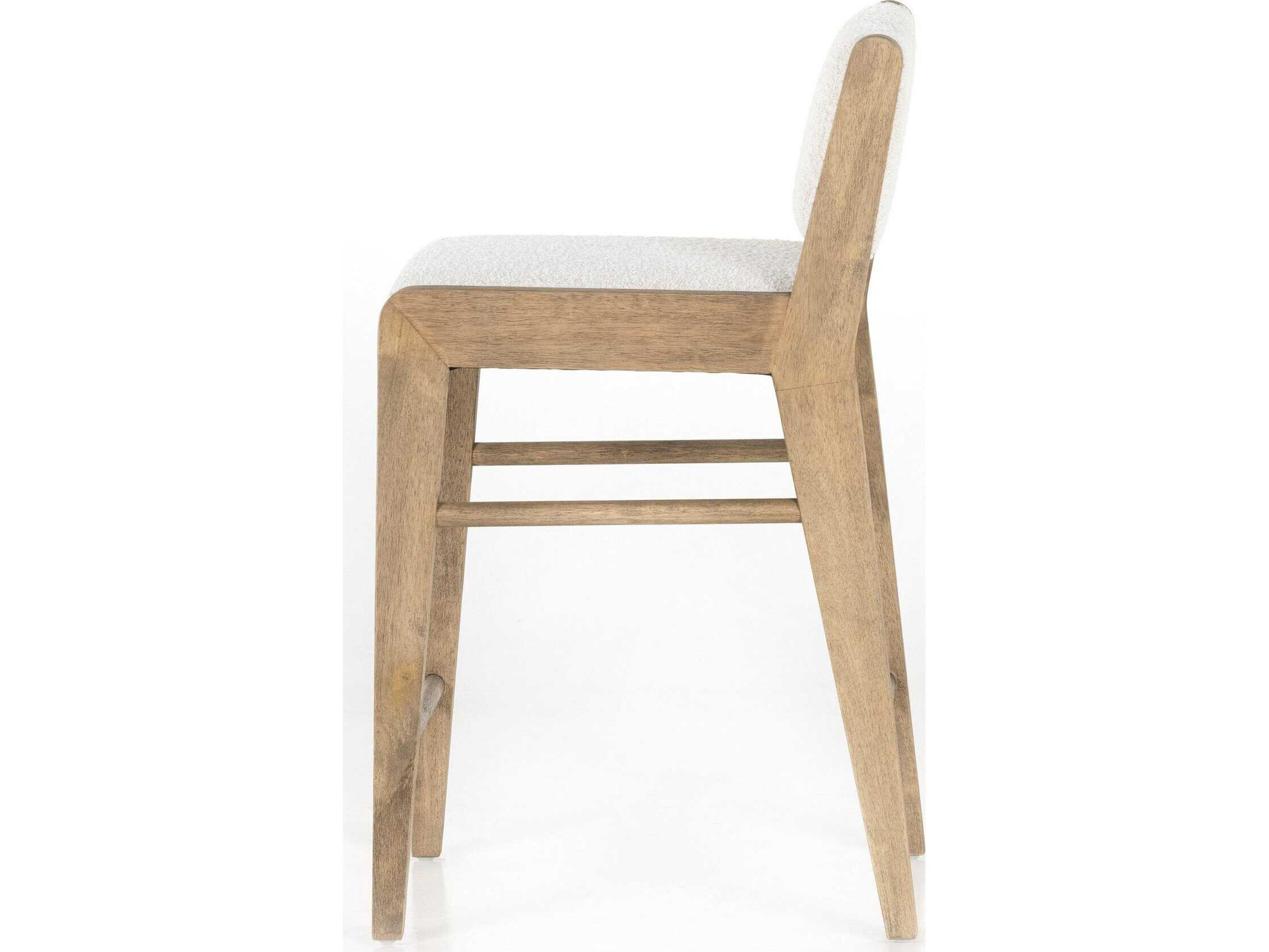 Four Hands Irondale Charon Upholstered Solid Wood Knoll Natural Weathered Drift Counter Stool
