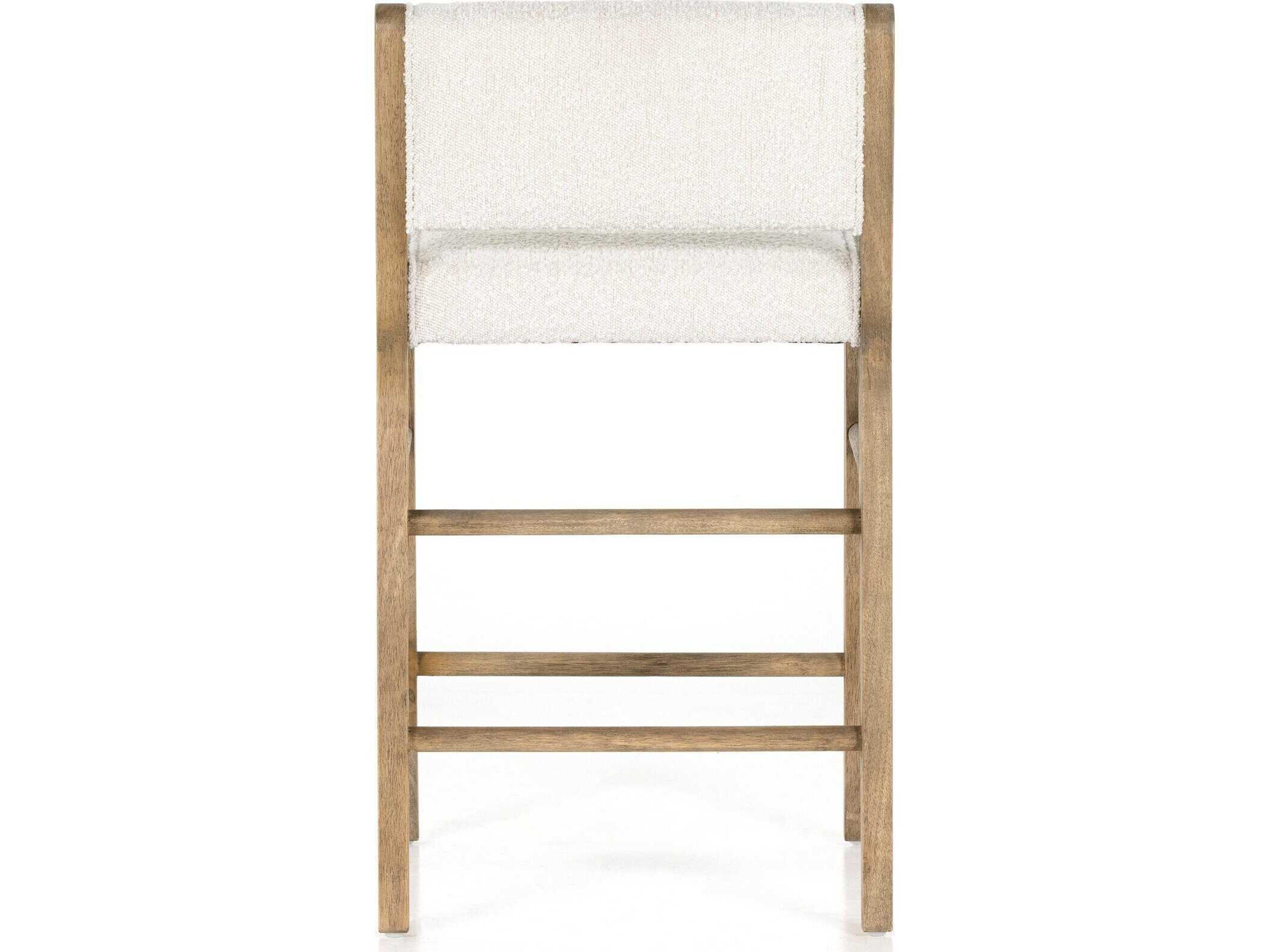 Four Hands Irondale Charon Upholstered Solid Wood Knoll Natural Weathered Drift Counter Stool