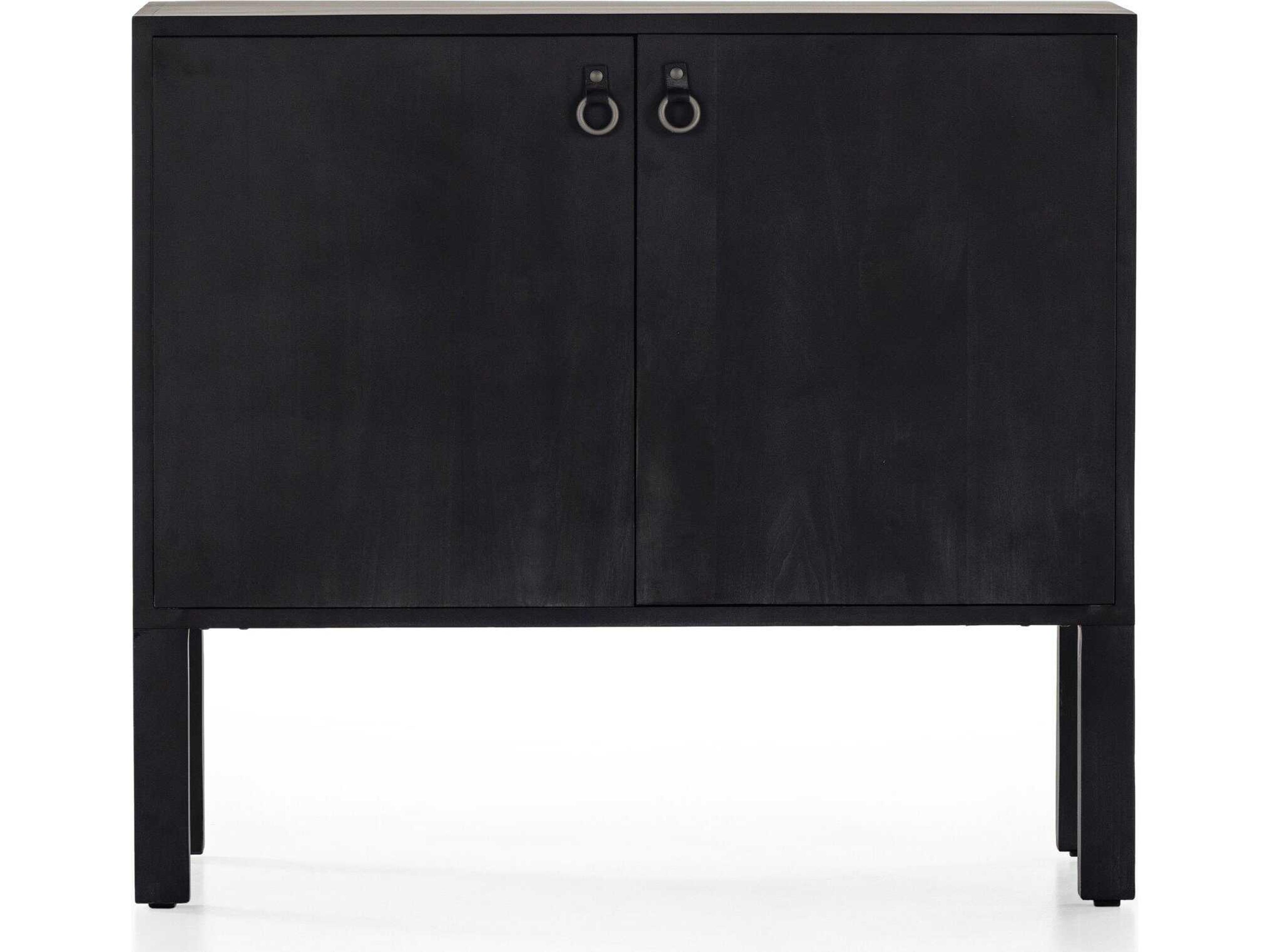 Four Hands Fulton Isador Black Wash Poplar  Wood Bar Cabinet