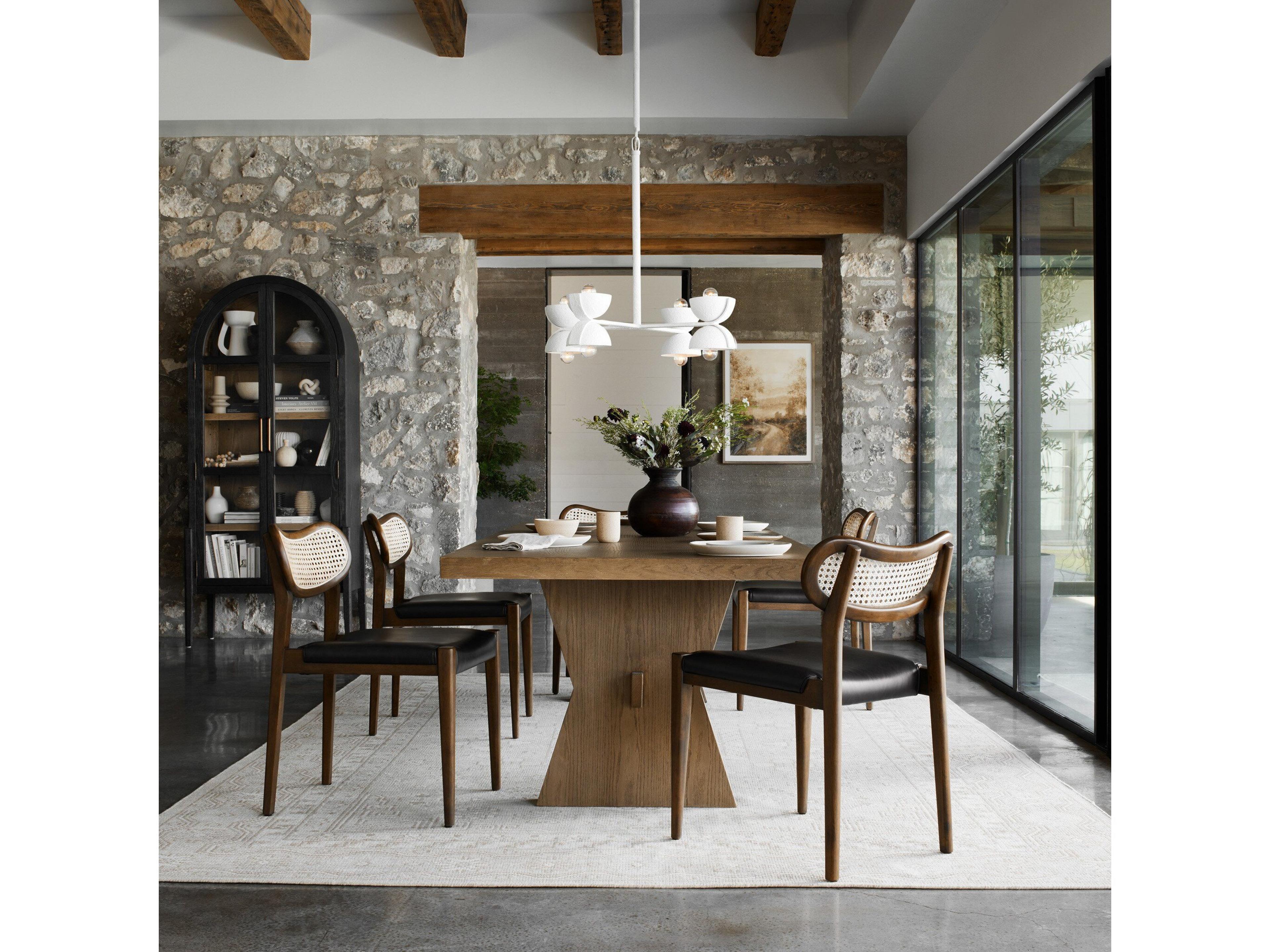 Four Hands Irondale Tolle Oak Wood Antique Brass Drifted Black Display Cabinet