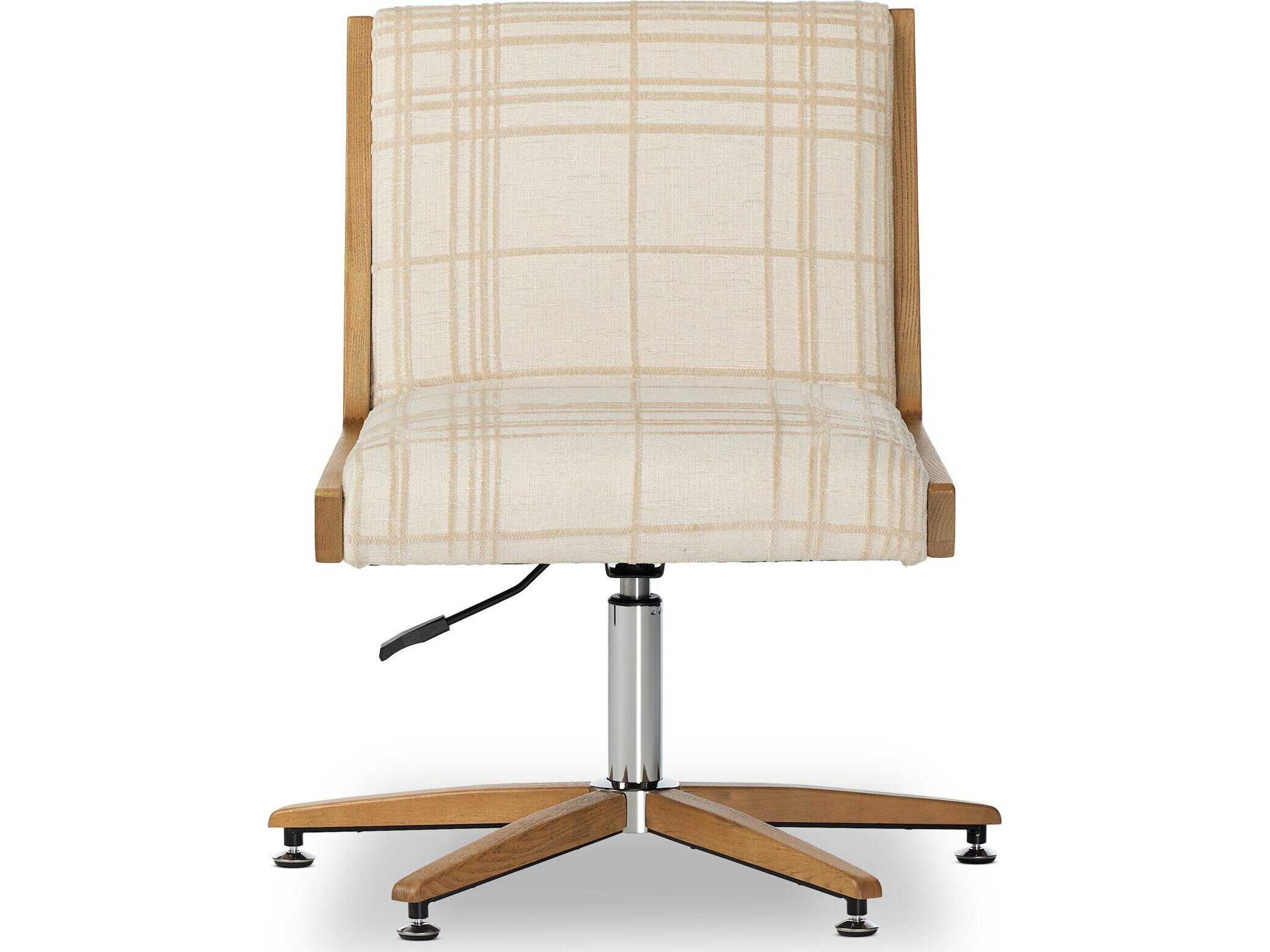 Four Hands Ashford Carla Beige Wood Swivel Task Office Chair