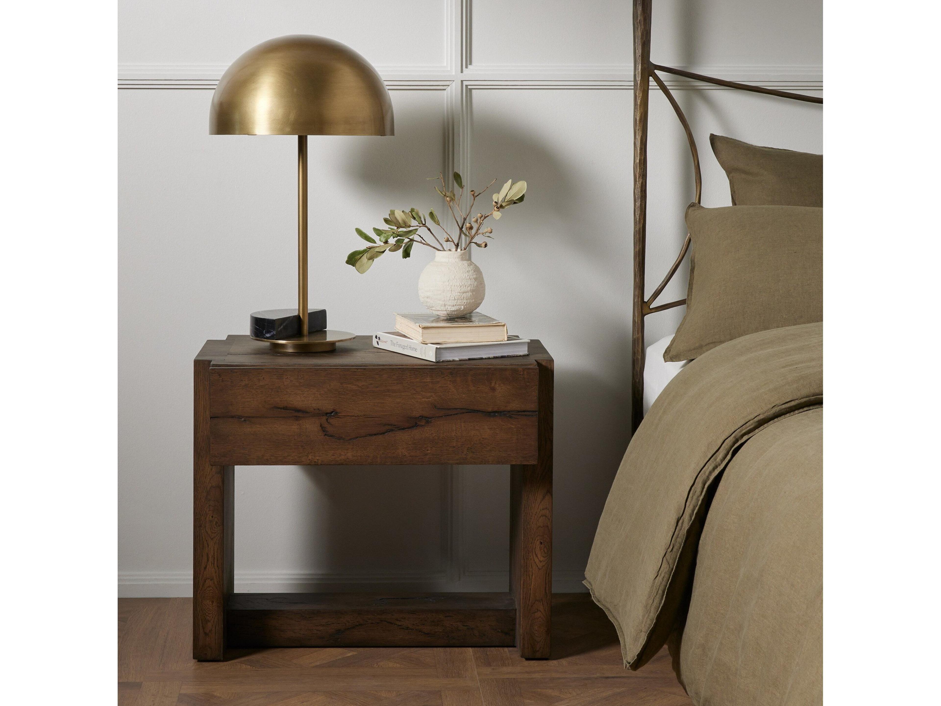 Four Hands Bina Perrin 1-Drawer Brown Oak Wood Nightstand