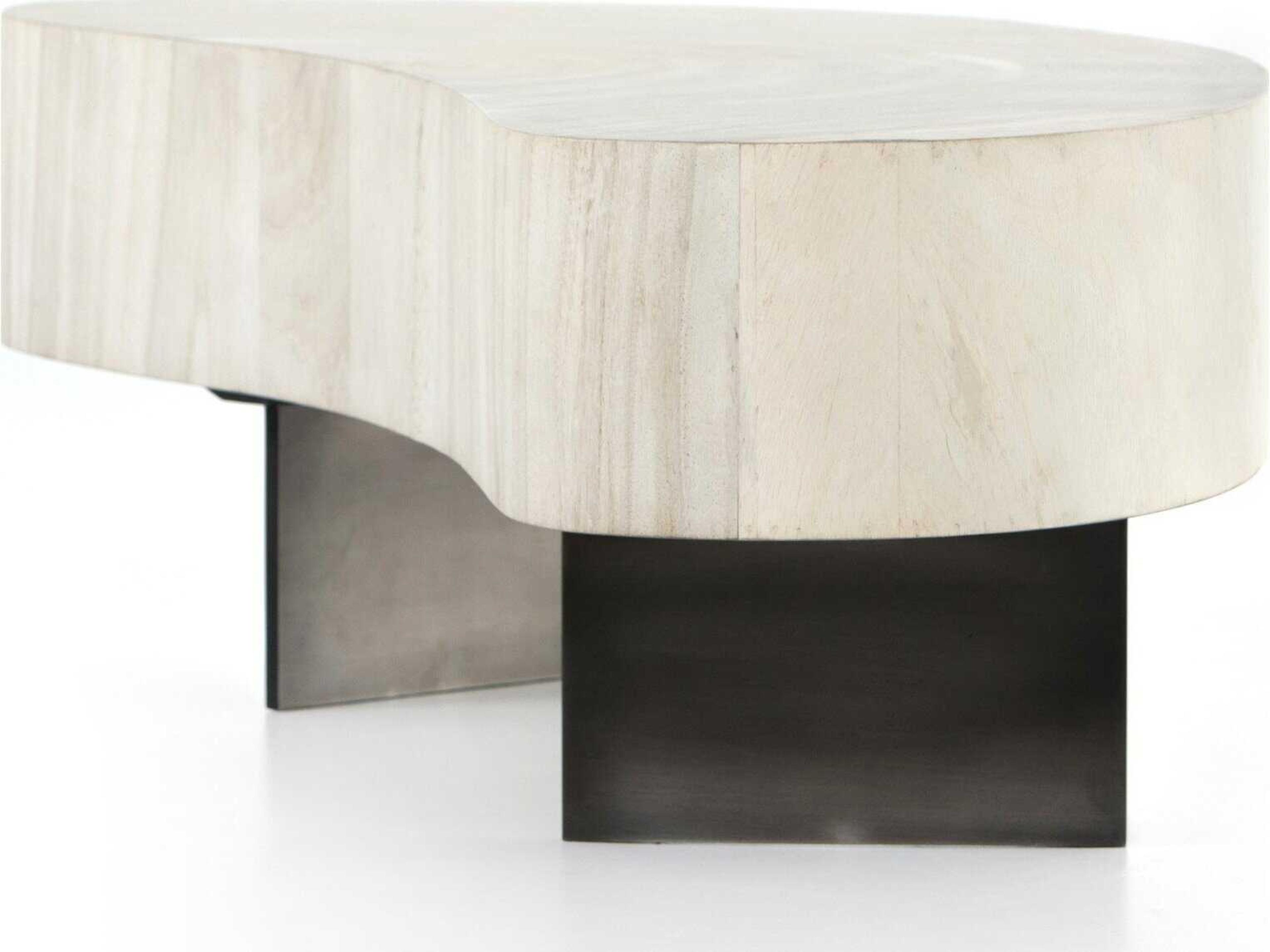 Four Hands Wesson Avett Wood Gunmetal Bleached Guanacaste Oyster Coffee Table