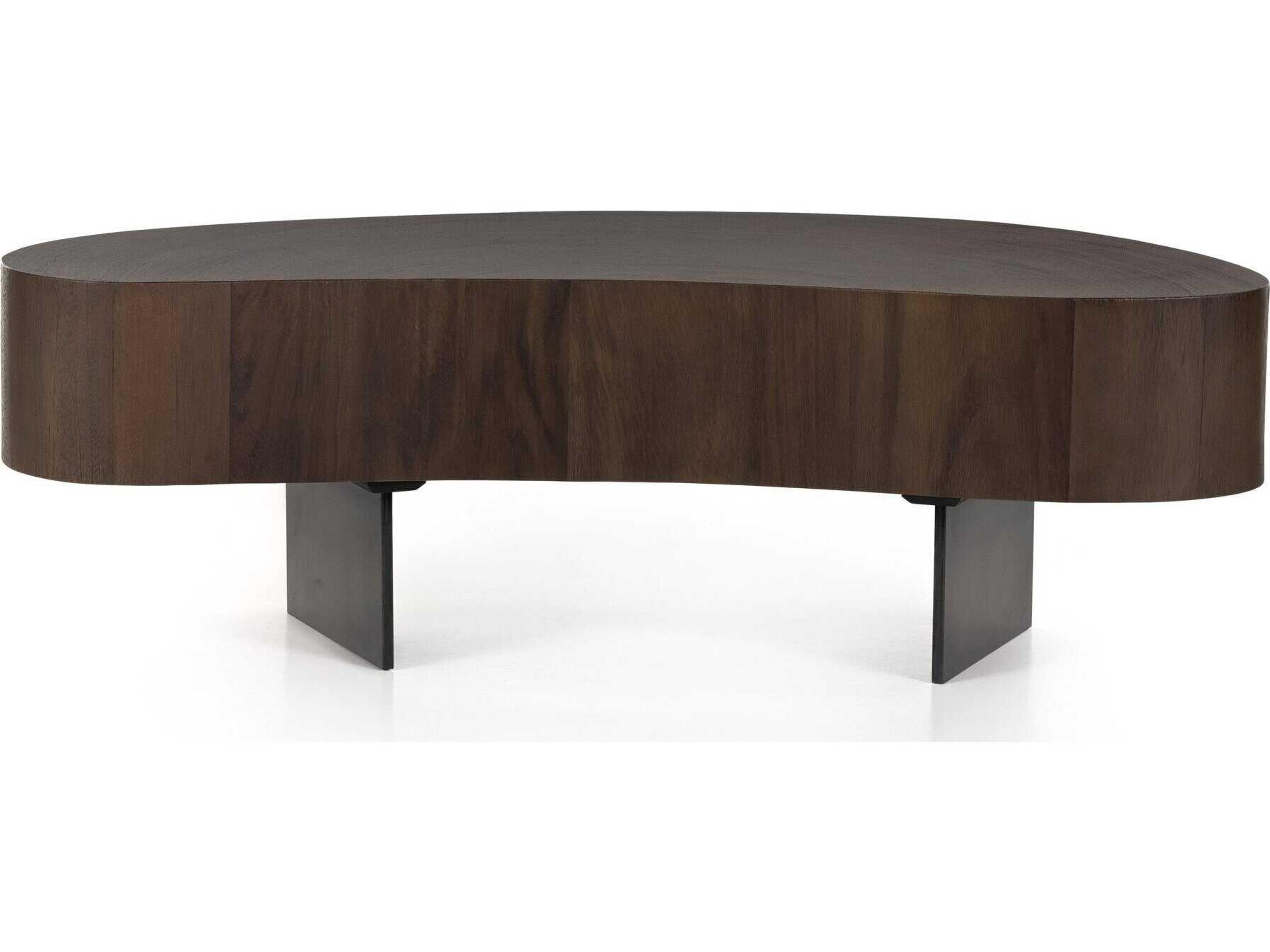 Four Hands Wesson Avett Wood Gunmetal Smoked Guanacaste Oyster Coffee Table