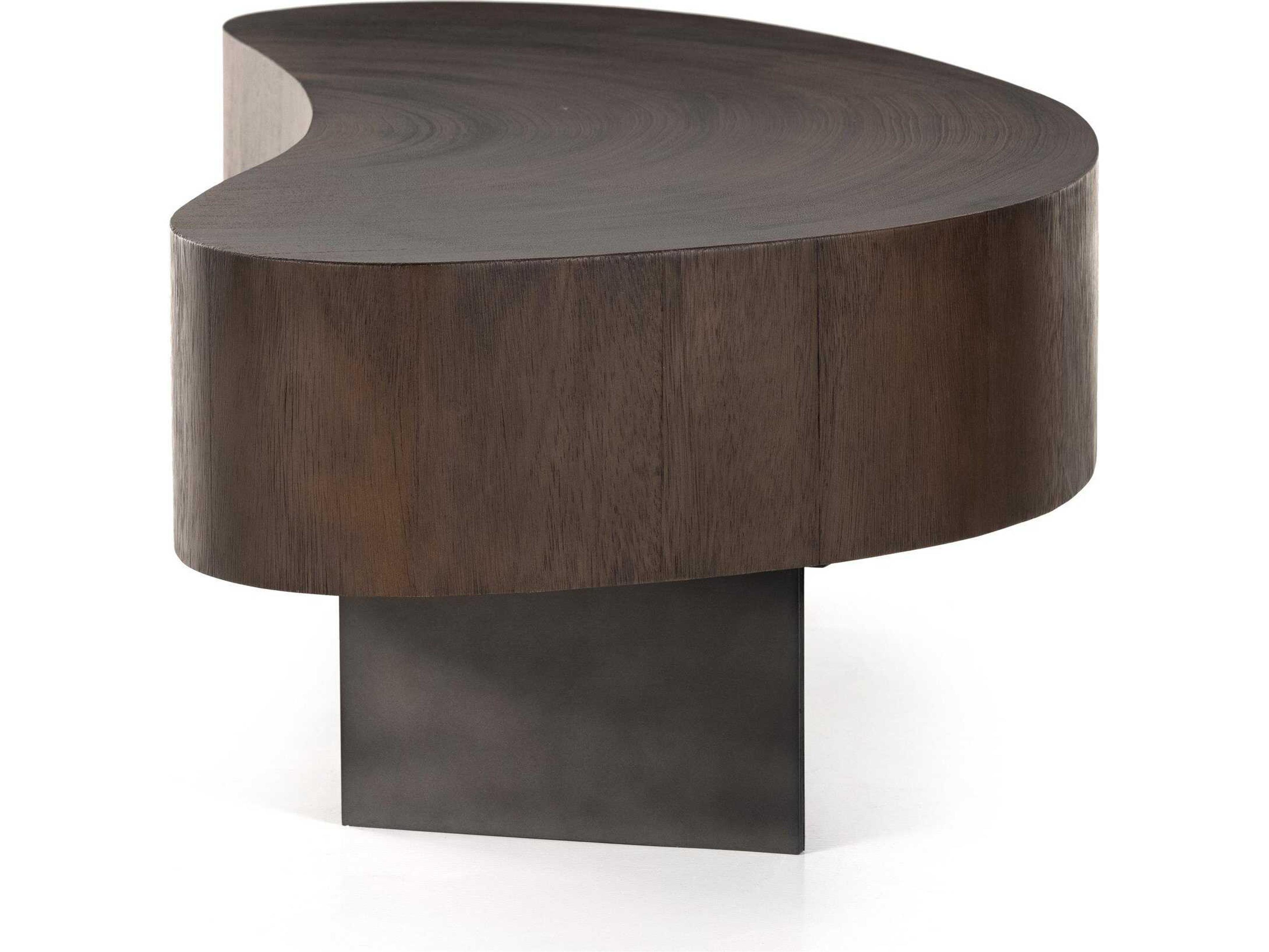 Four Hands Wesson Avett Wood Gunmetal Smoked Guanacaste Oyster Coffee Table