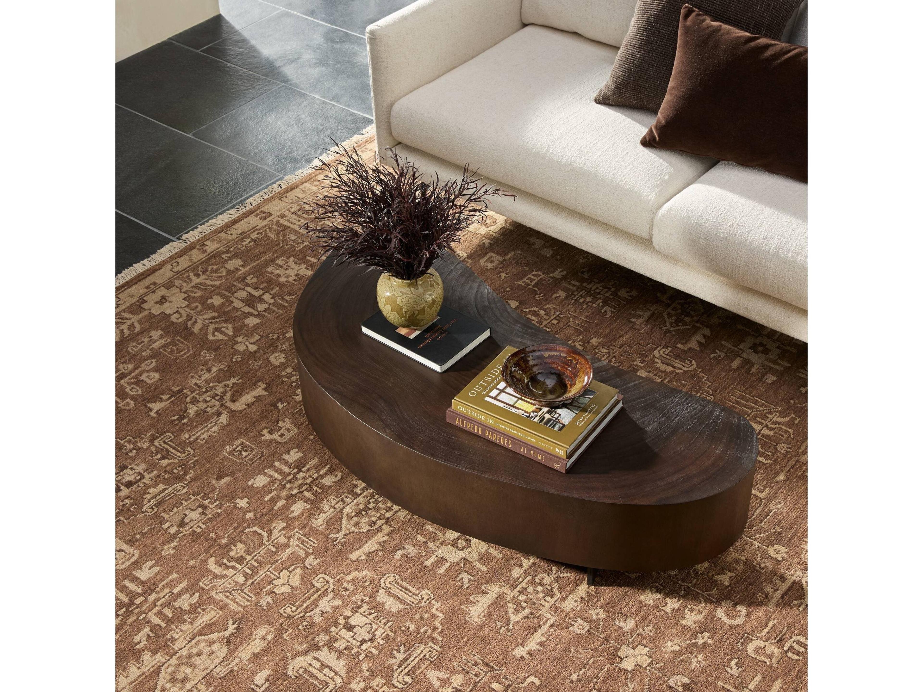 Four Hands Wesson Avett Wood Gunmetal Smoked Guanacaste Oyster Coffee Table