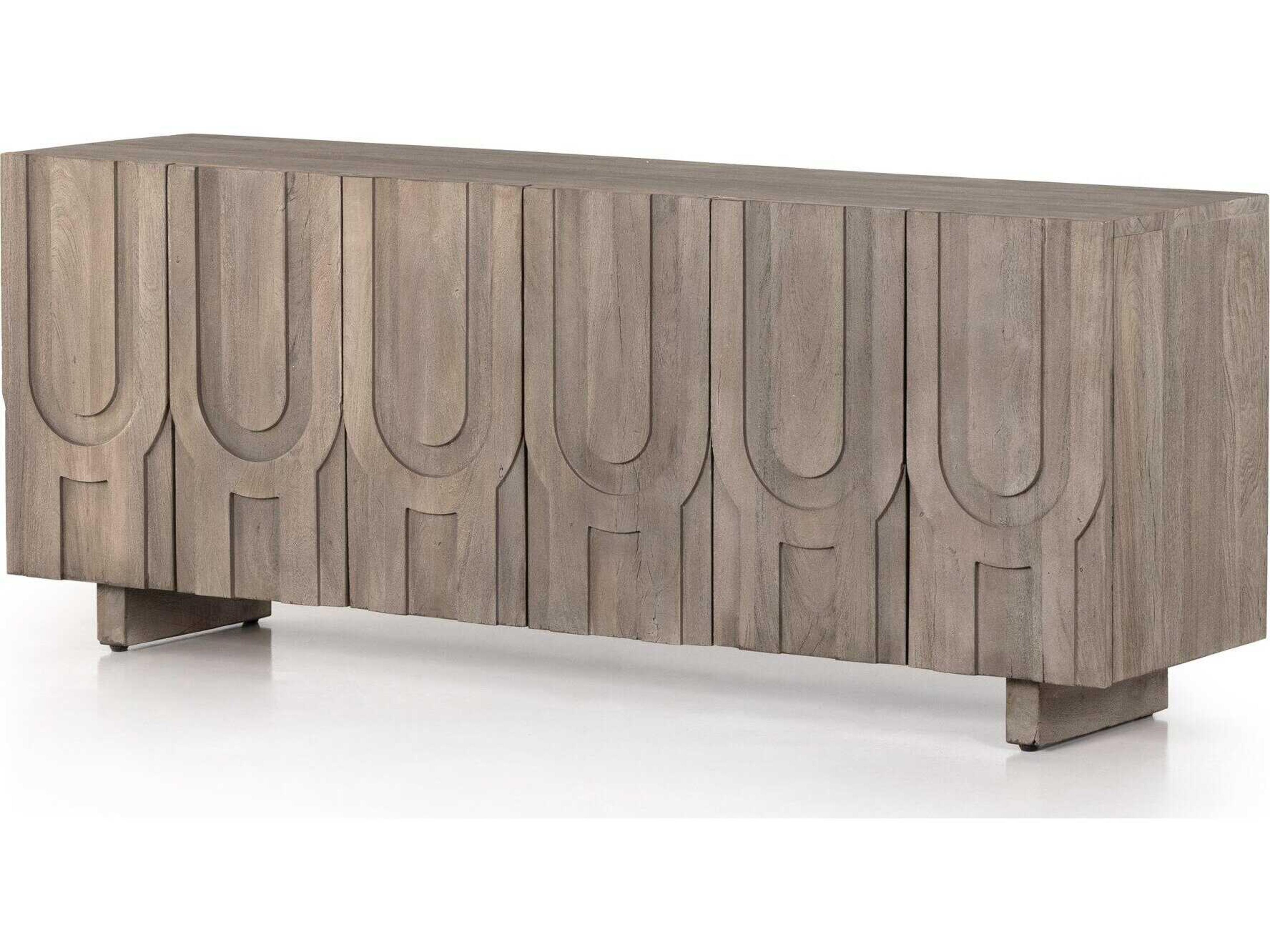 Rivka Maya Media Console Aged Grey Reclaimed Wood