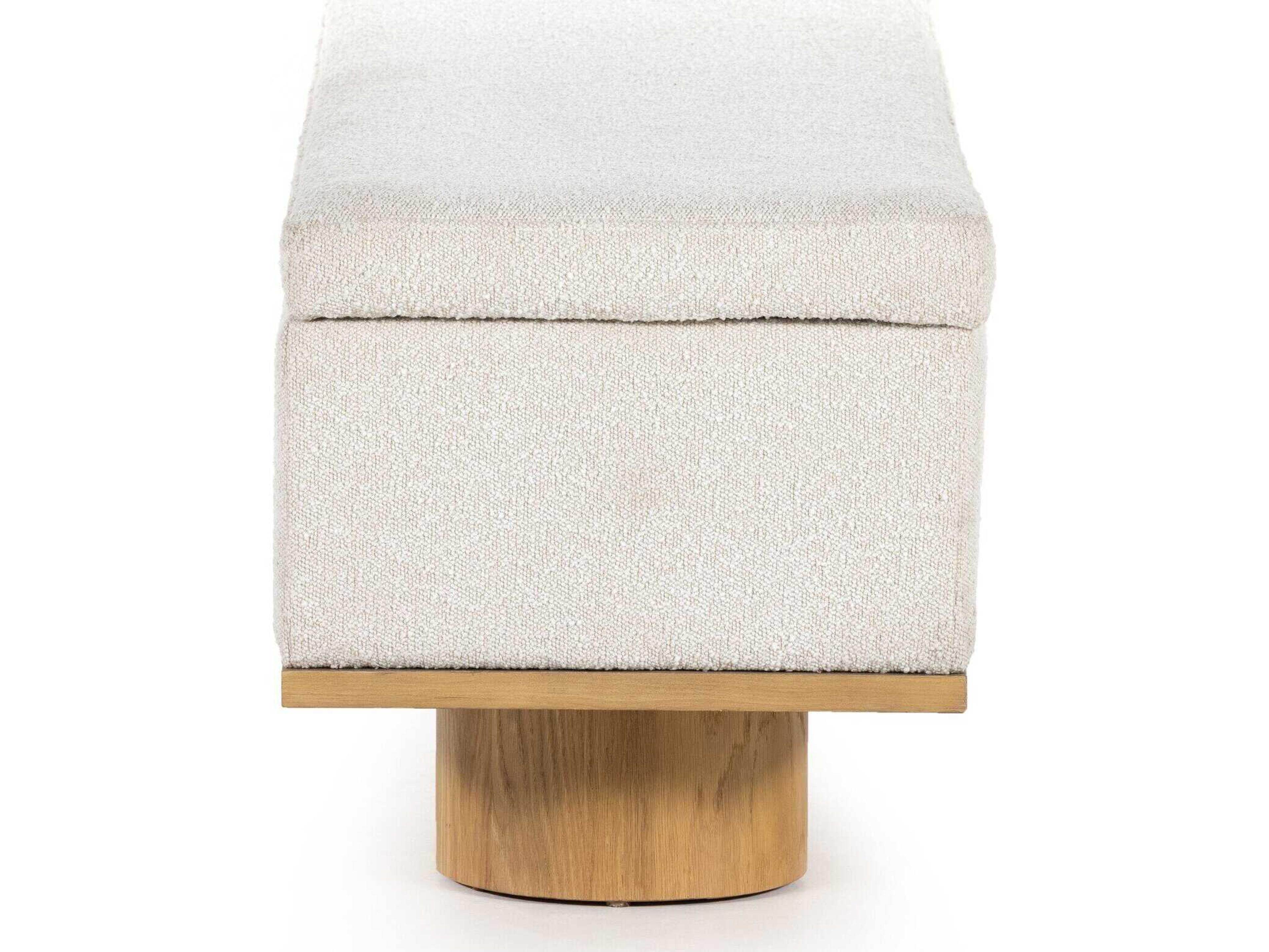 Luxecor Globetrotter Knoll Natural Buff Oak White Upholstered Accent Bench