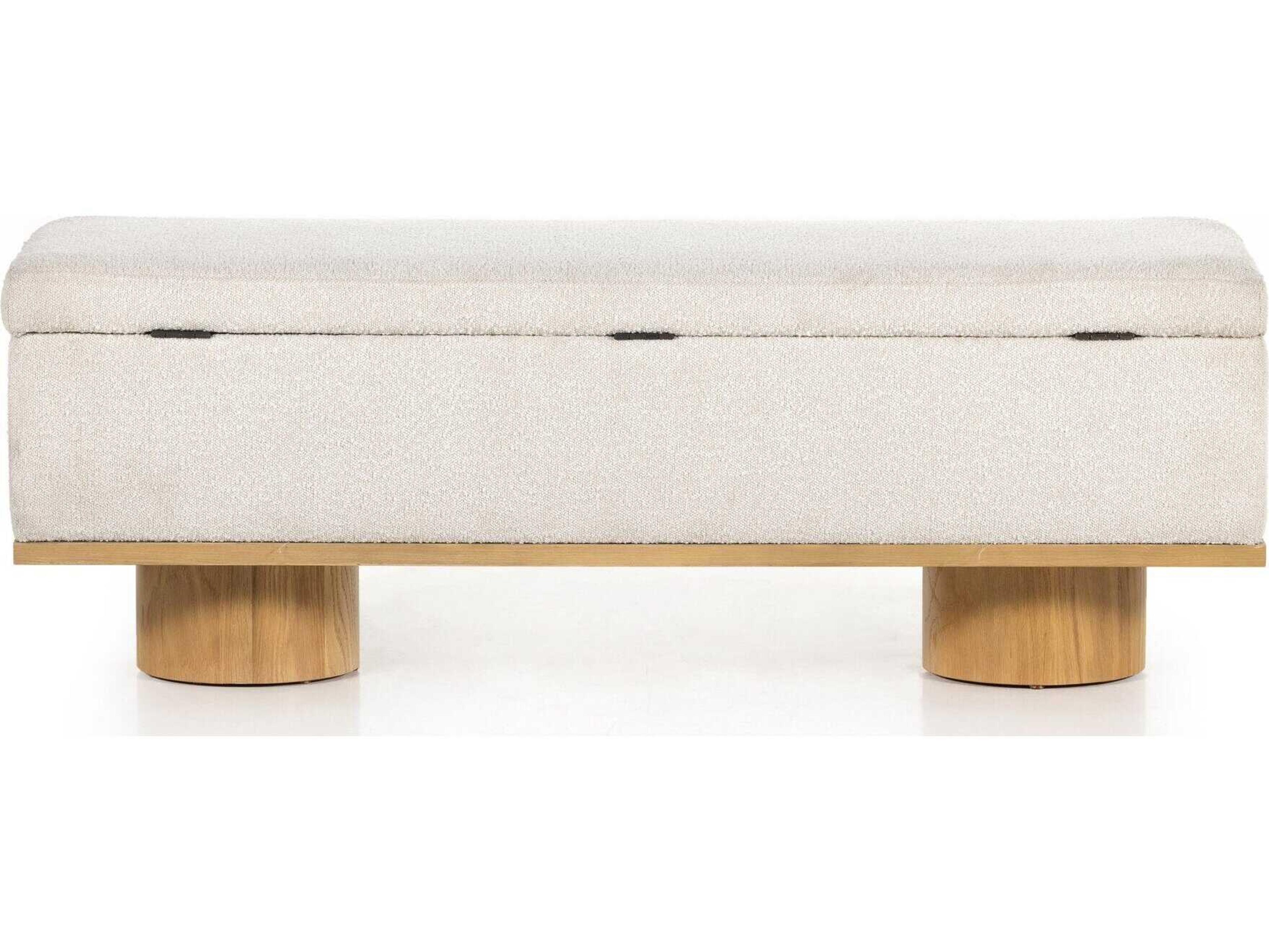 Luxecor Globetrotter Knoll Natural Buff Oak White Upholstered Accent Bench