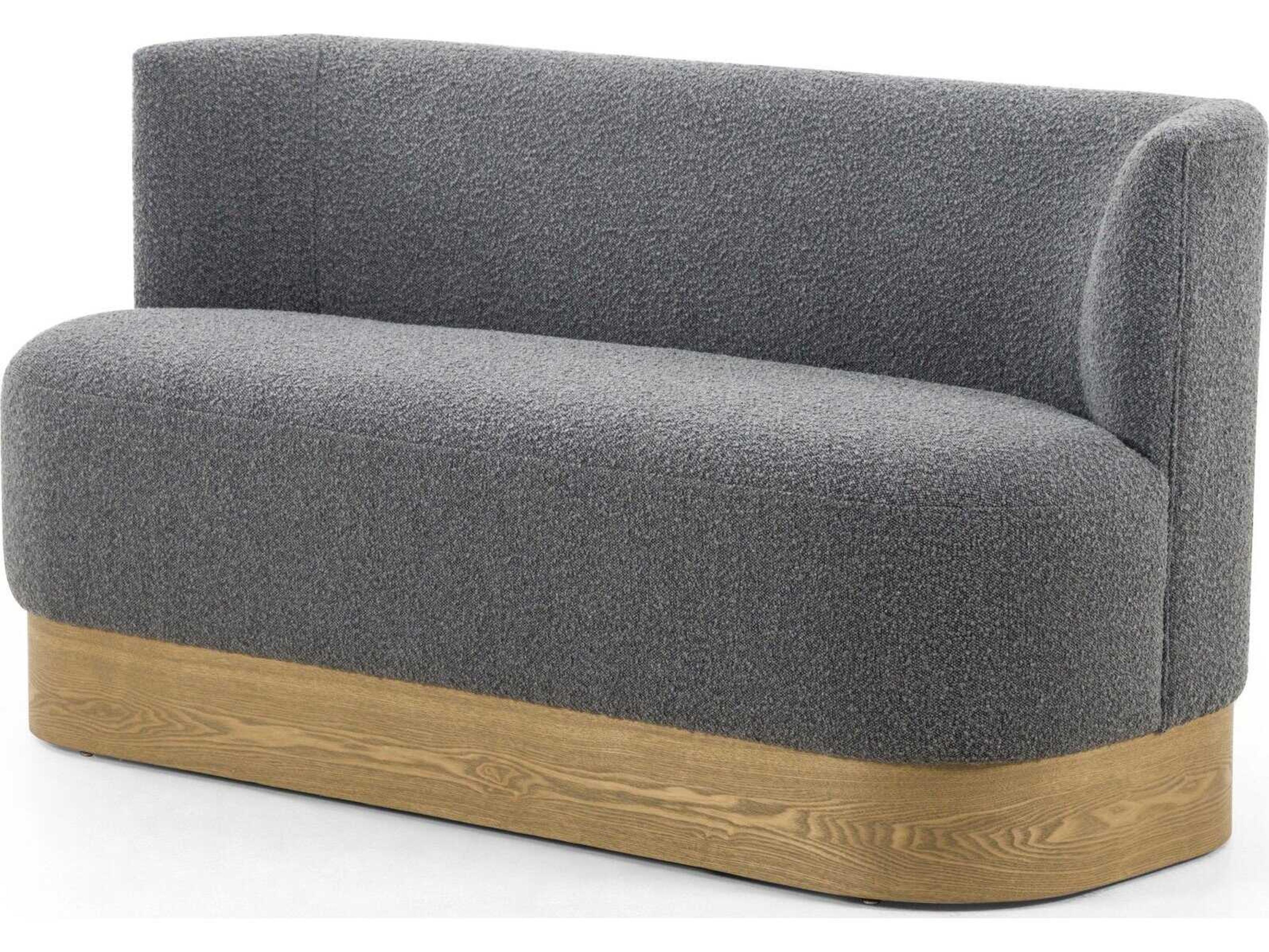Grayson Toasted Ash Veneer Knoll Charcoal Gray Upholstered Accent Bench