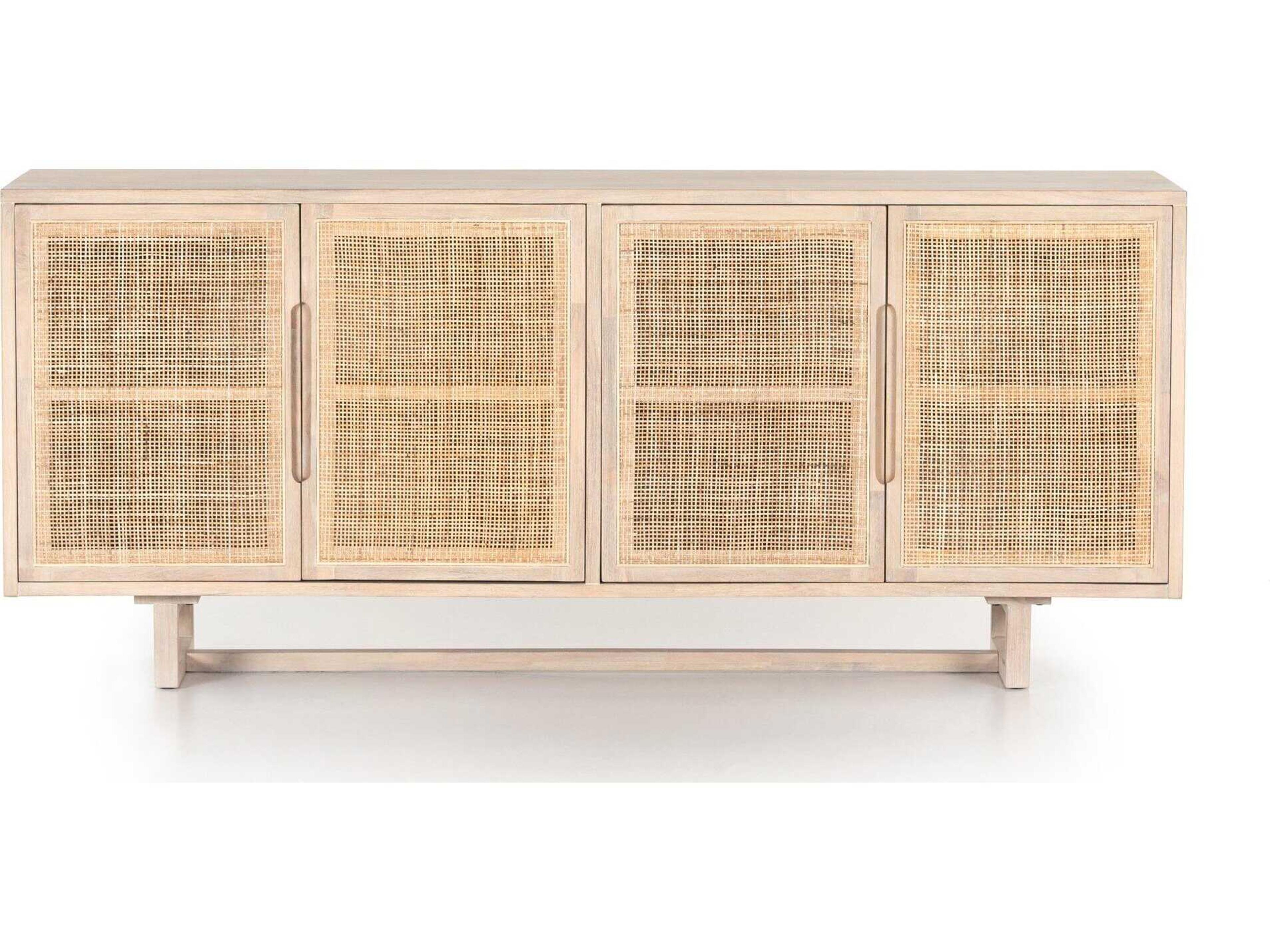 Four Hands Patten Clarita 72" Mango Wood White Wash Natural Cane Sideboard