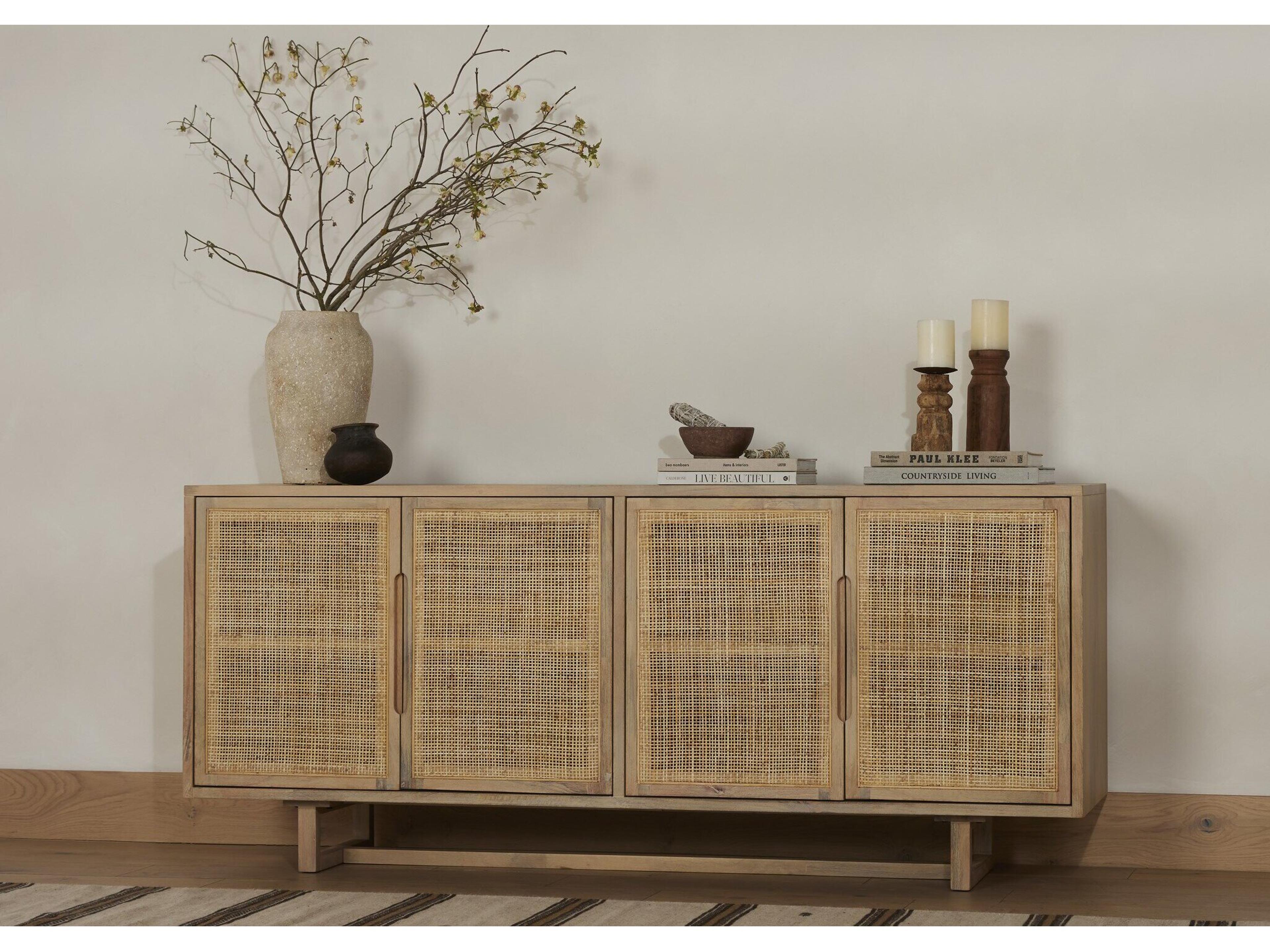 Four Hands Patten Clarita 72" Mango Wood White Wash Natural Cane Sideboard