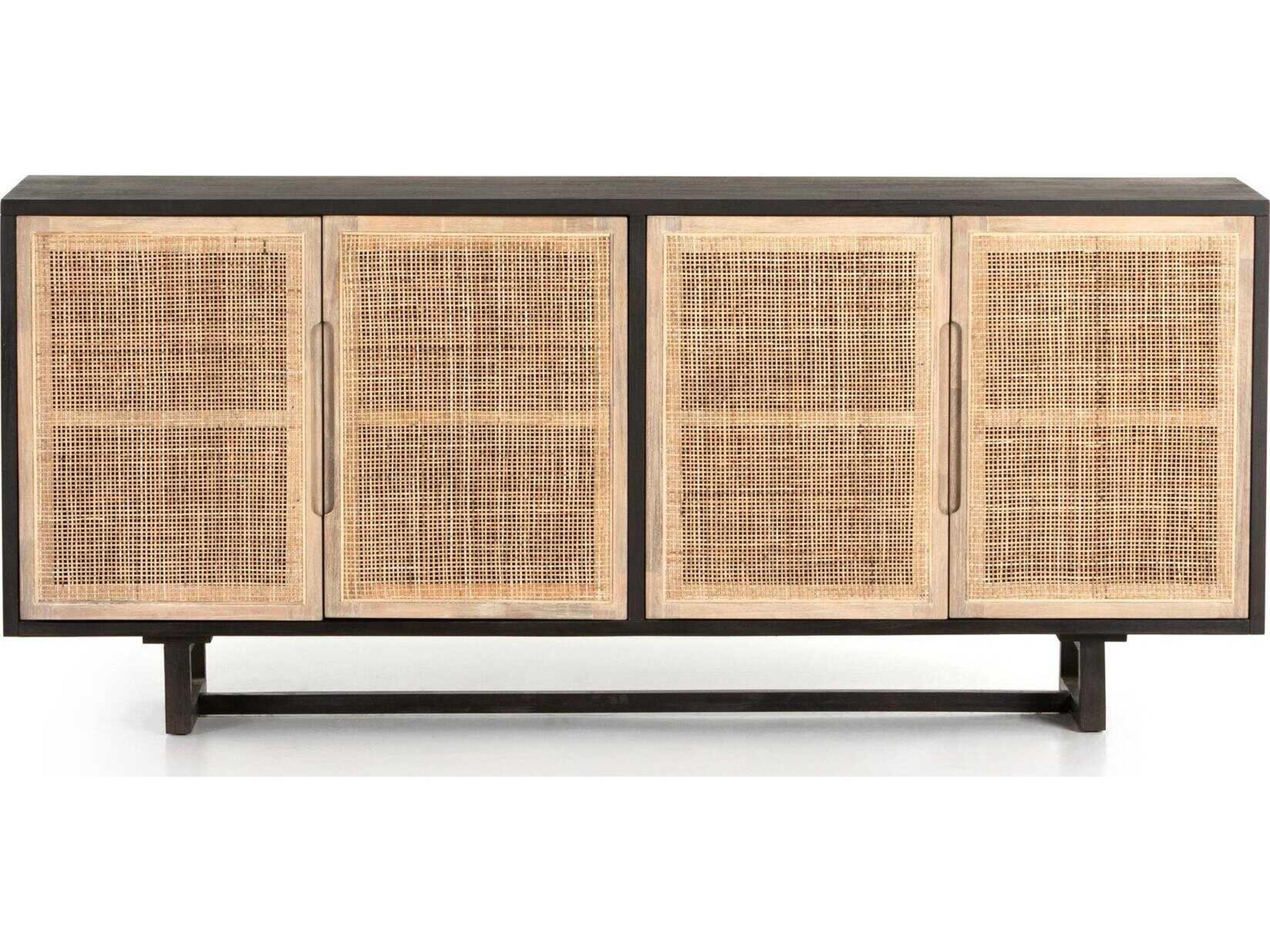 Four Hands Patten Clarita 72" Mango Wood Black White Wash Natural Cane Sideboard