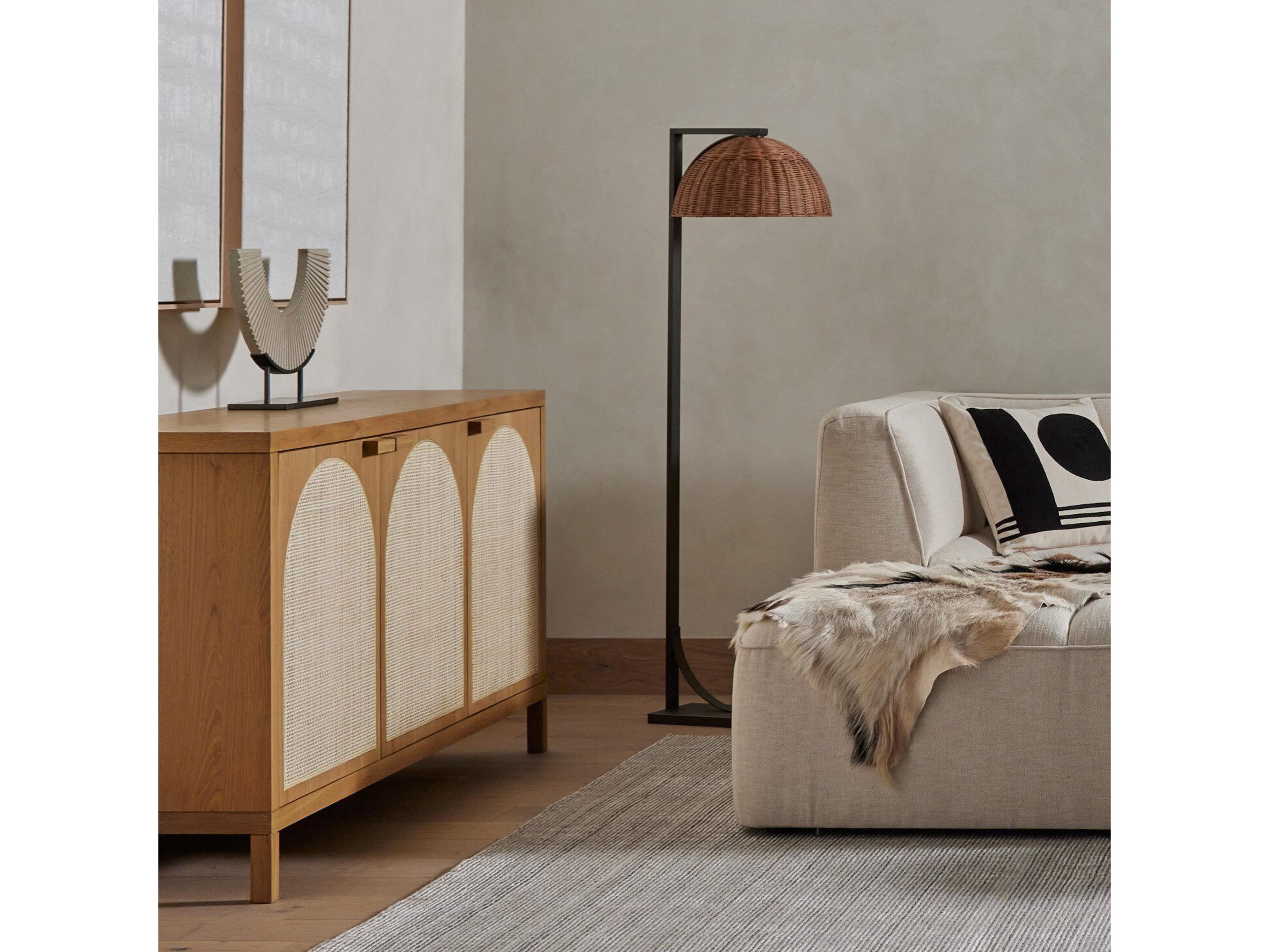 Luxecor Globetrotter Allegra 69" Oak Wood Honey Light Natural Cane Sideboard