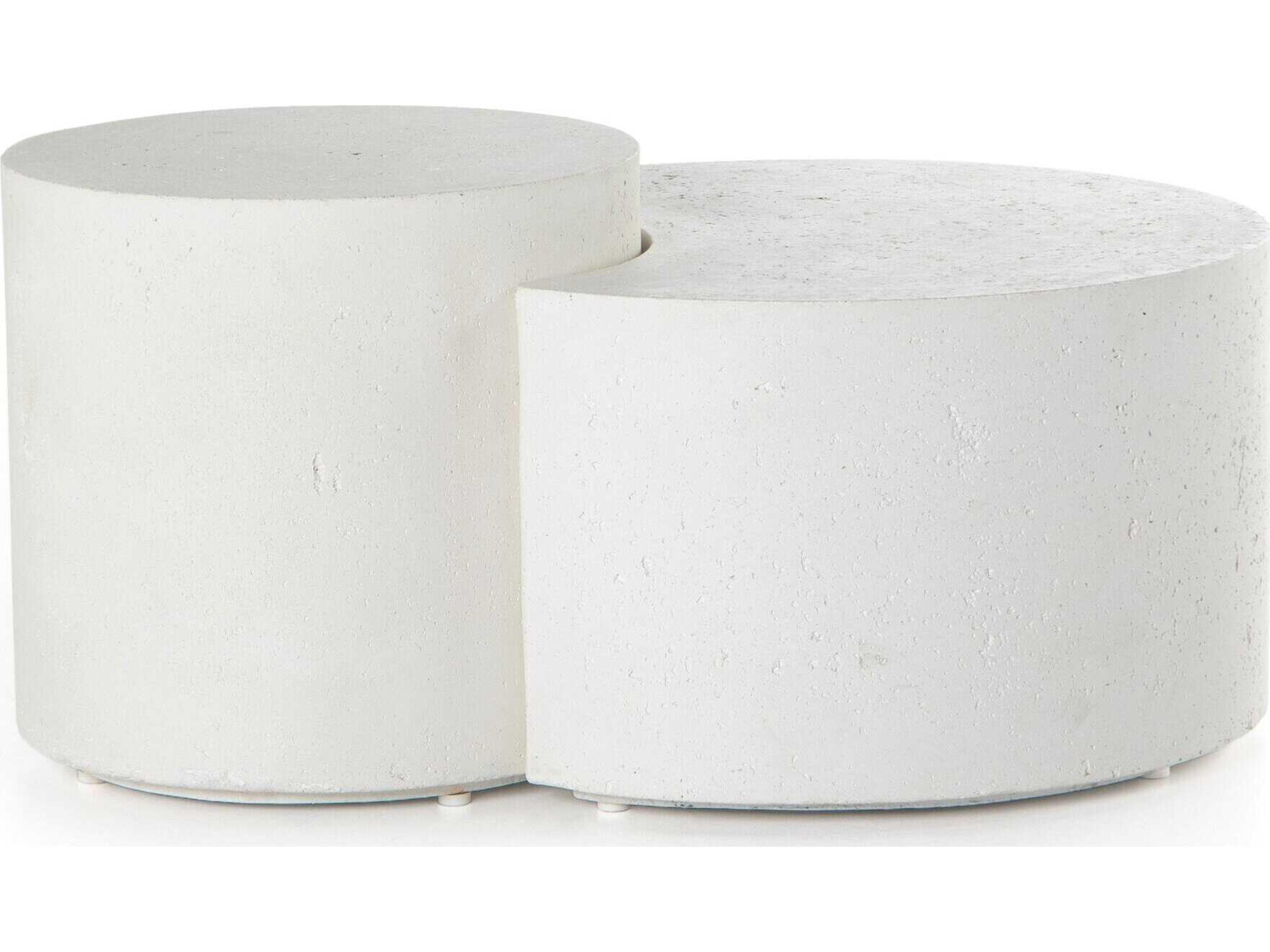 Four Hands Constantine Meza Concrete Textured White Nesting Coffee Tables
