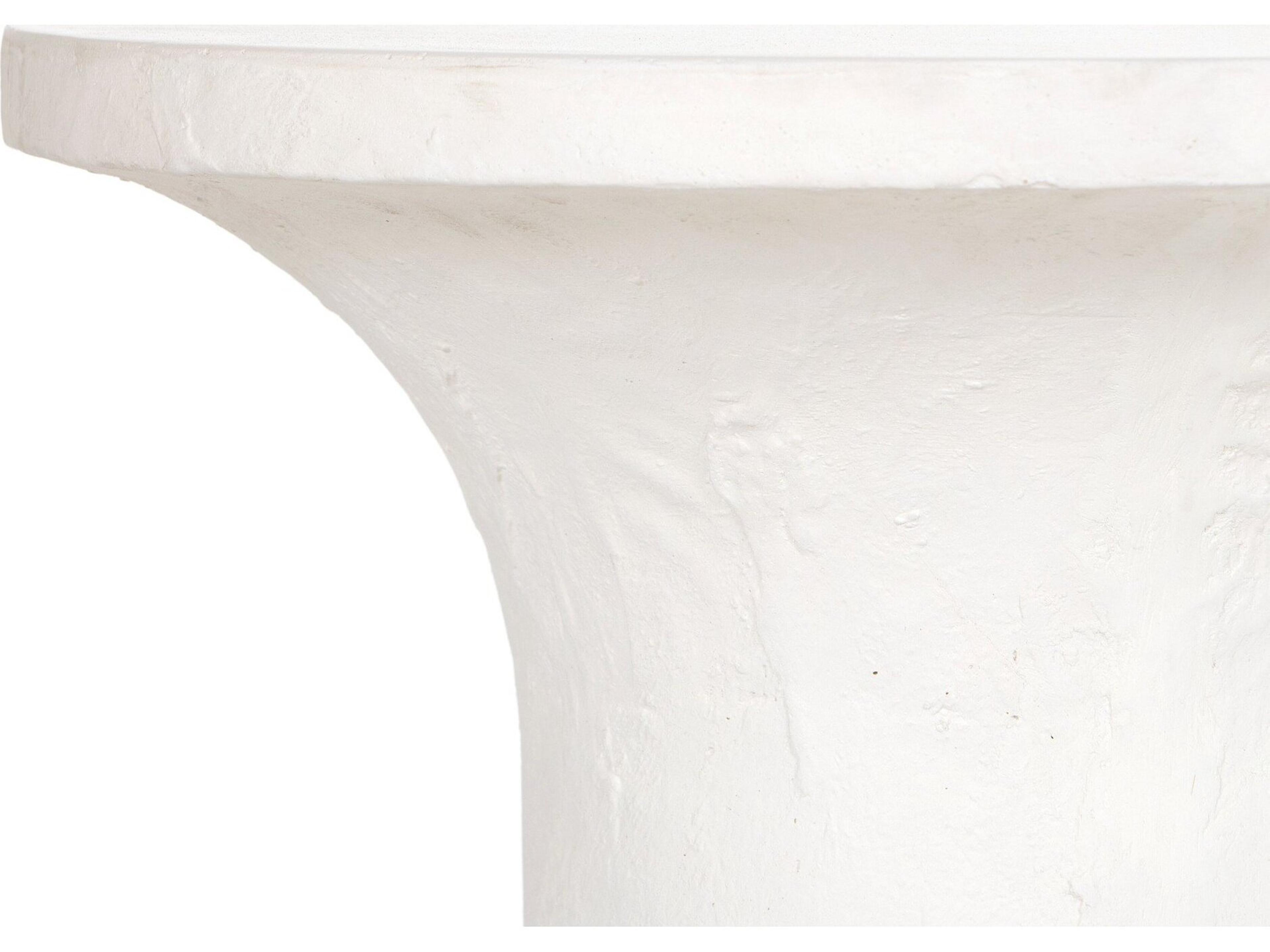 Four Hands Constantine Parra Round Plaster Molded Concrete White End Table