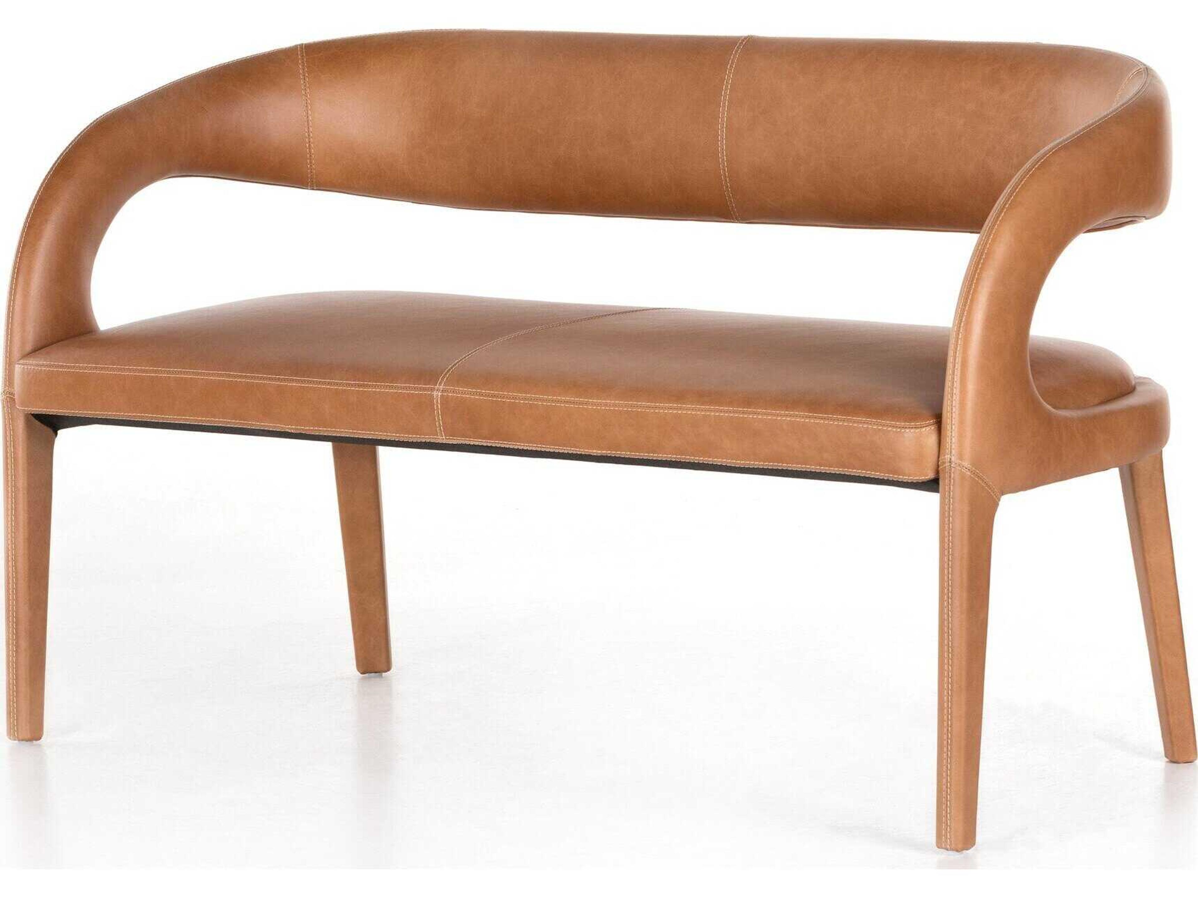 Townsend Sonoma Butterscotch Brown Leather Accent Bench