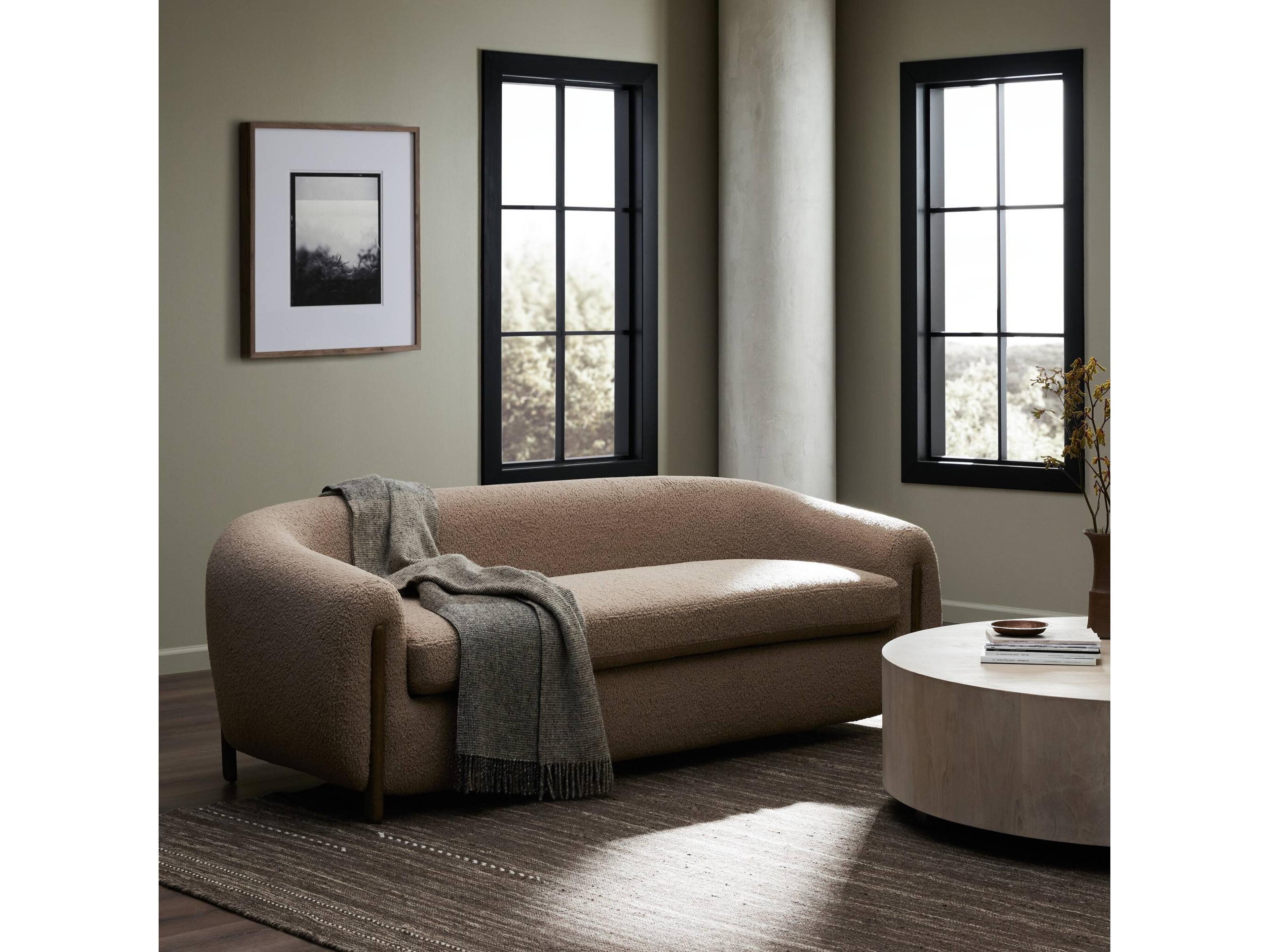 Four Hands Caswell Lyla Sheepskin Camel Upholstered Sofa