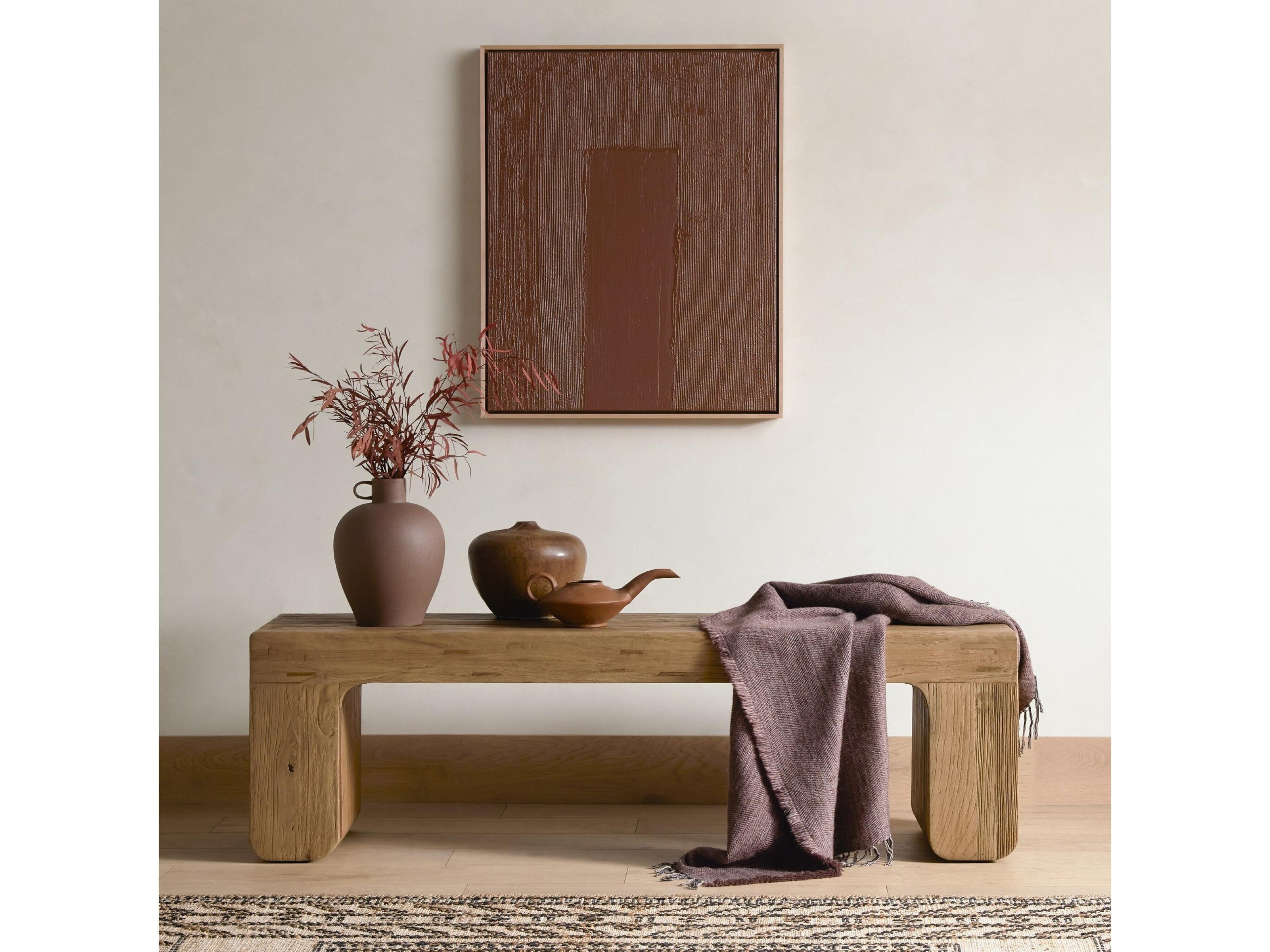 Four Hands Wells Natural Elm Brown Accent Bench