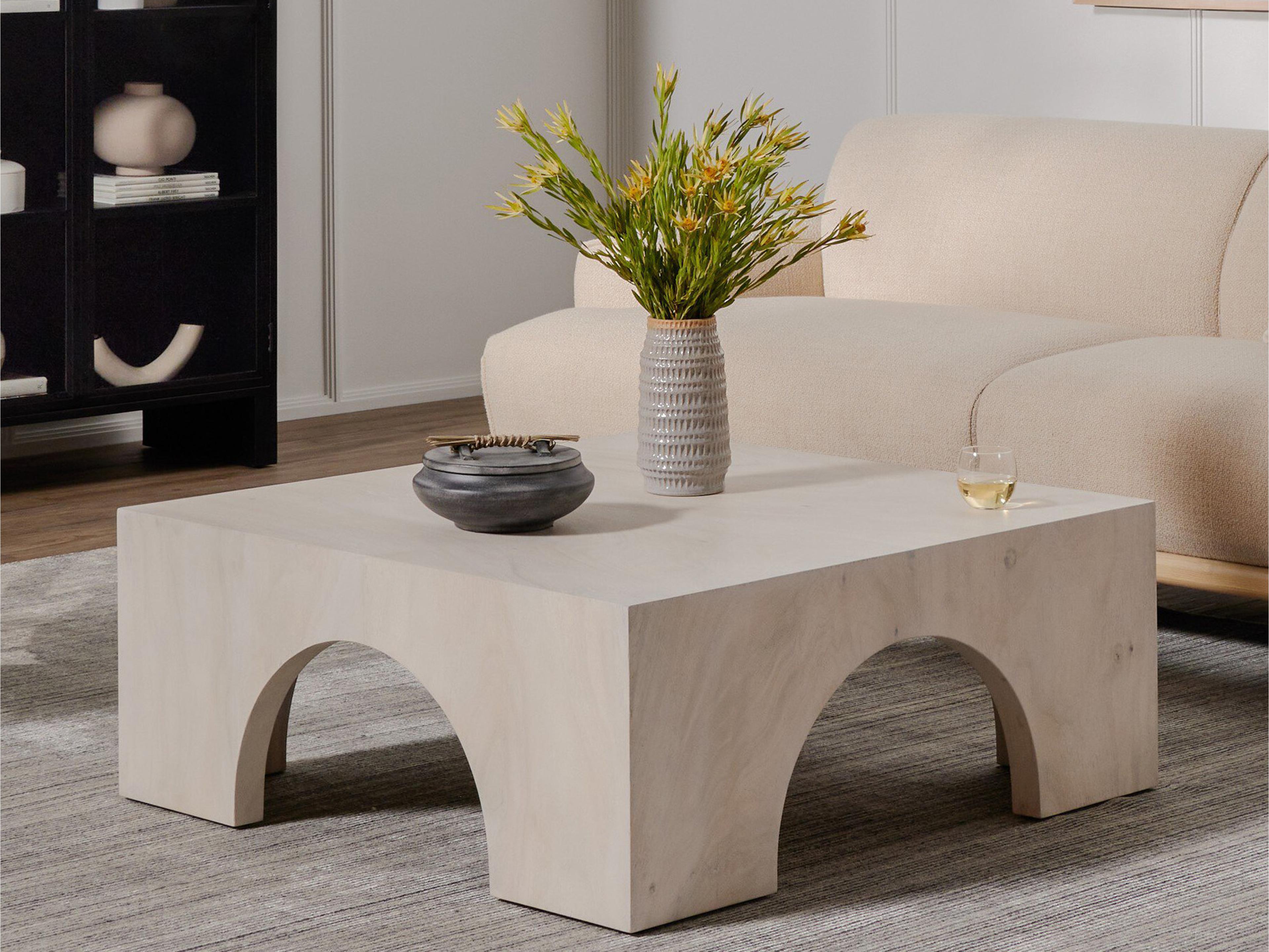 Four Hands Wesson Fausto Square Wood Bleached Guanacaste Coffee Table