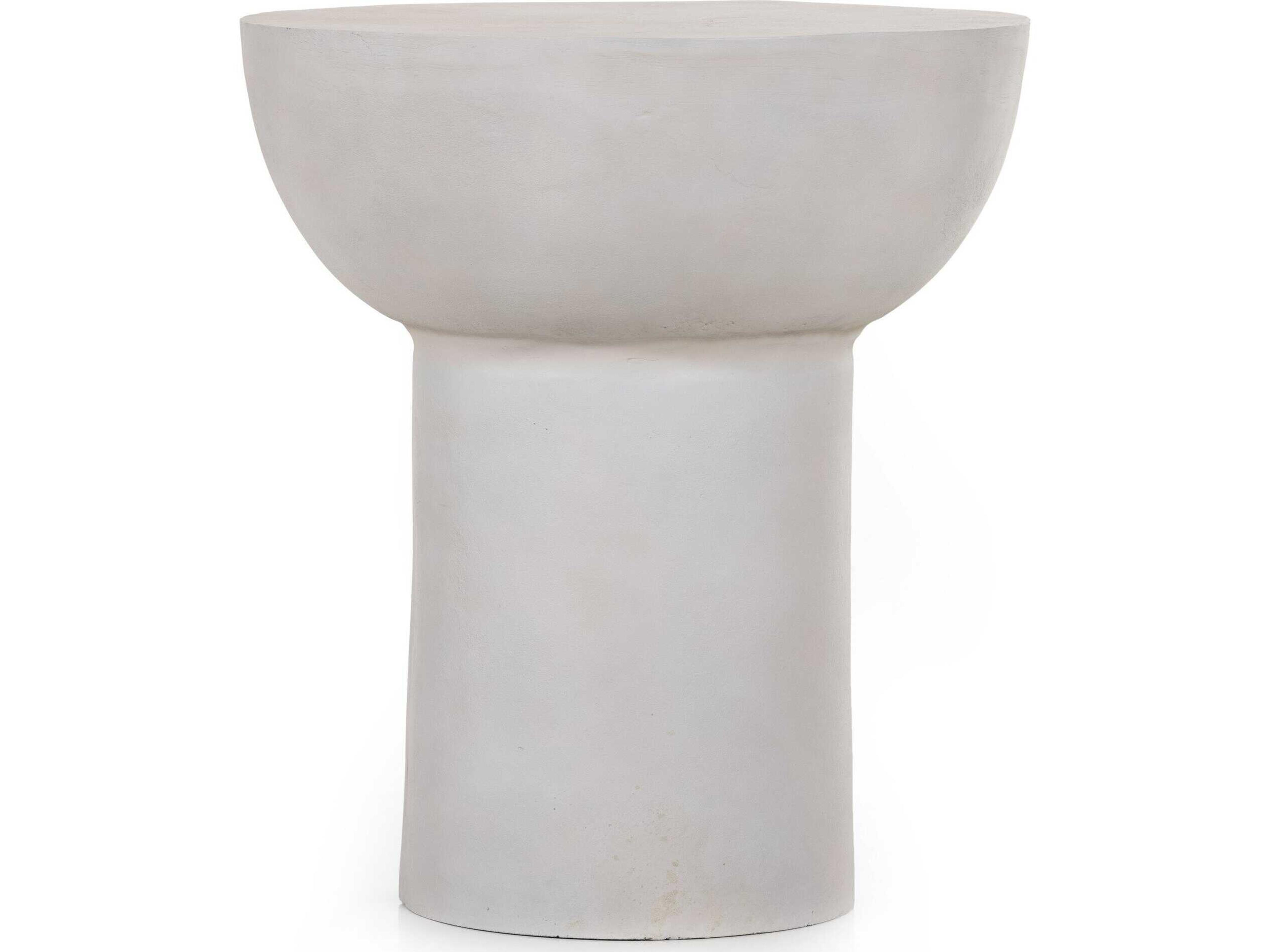 Four Hands Marlow Searcy Round Metal Textured Matte White End Table