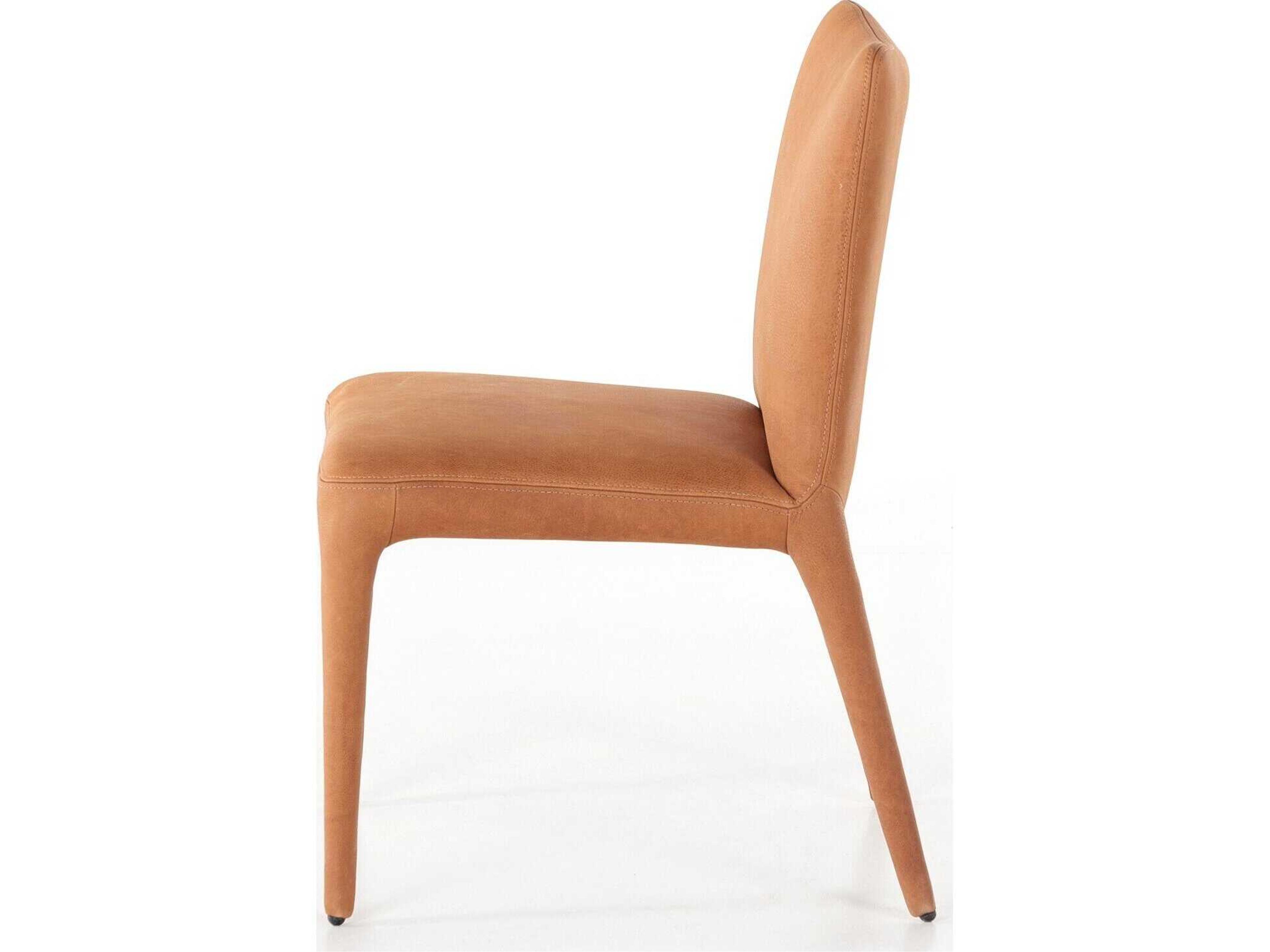 Four Hands Carnegie Monza Leather Brown Upholstered Side Dining Chair