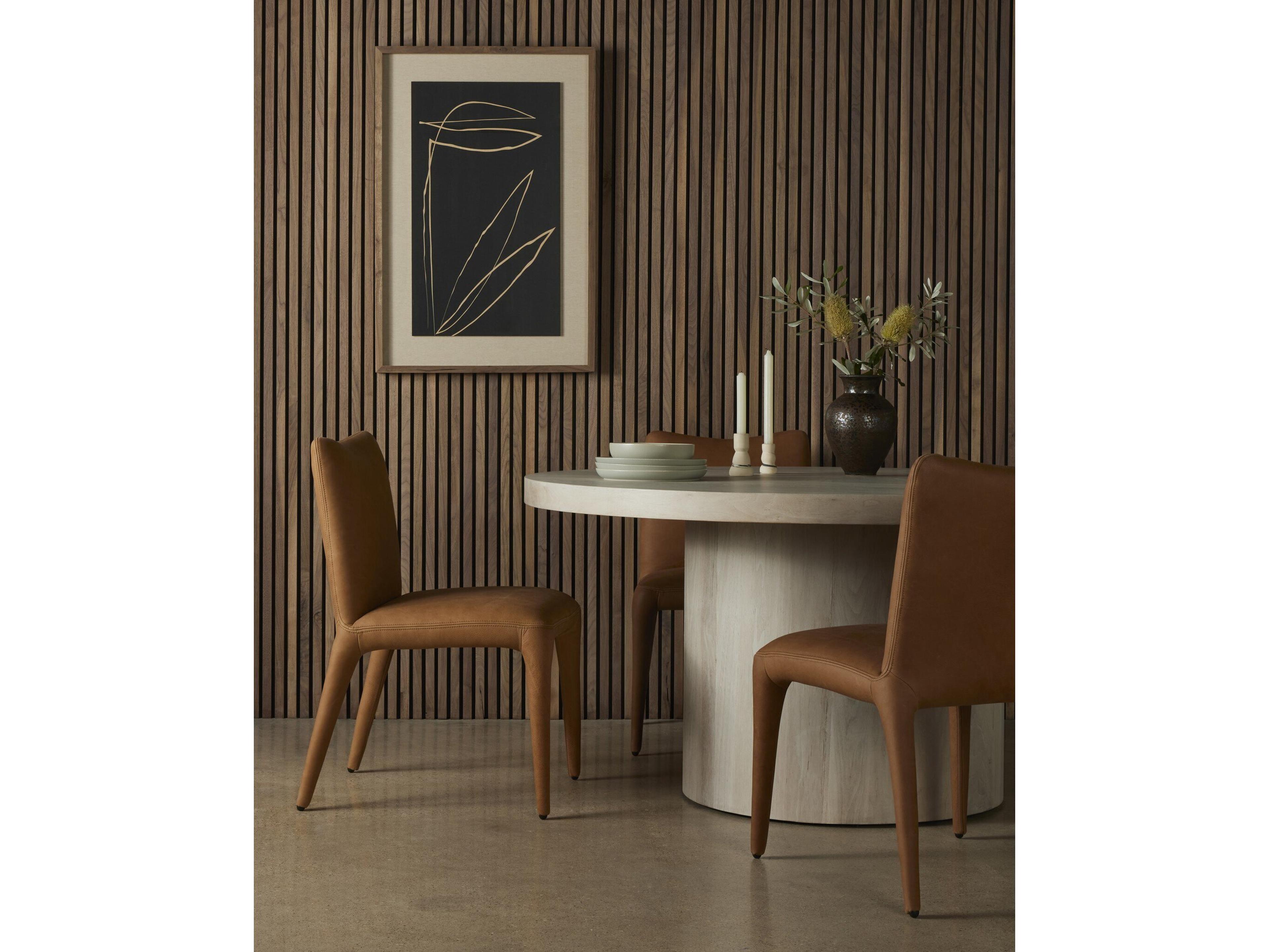 Four Hands Carnegie Monza Leather Brown Upholstered Side Dining Chair