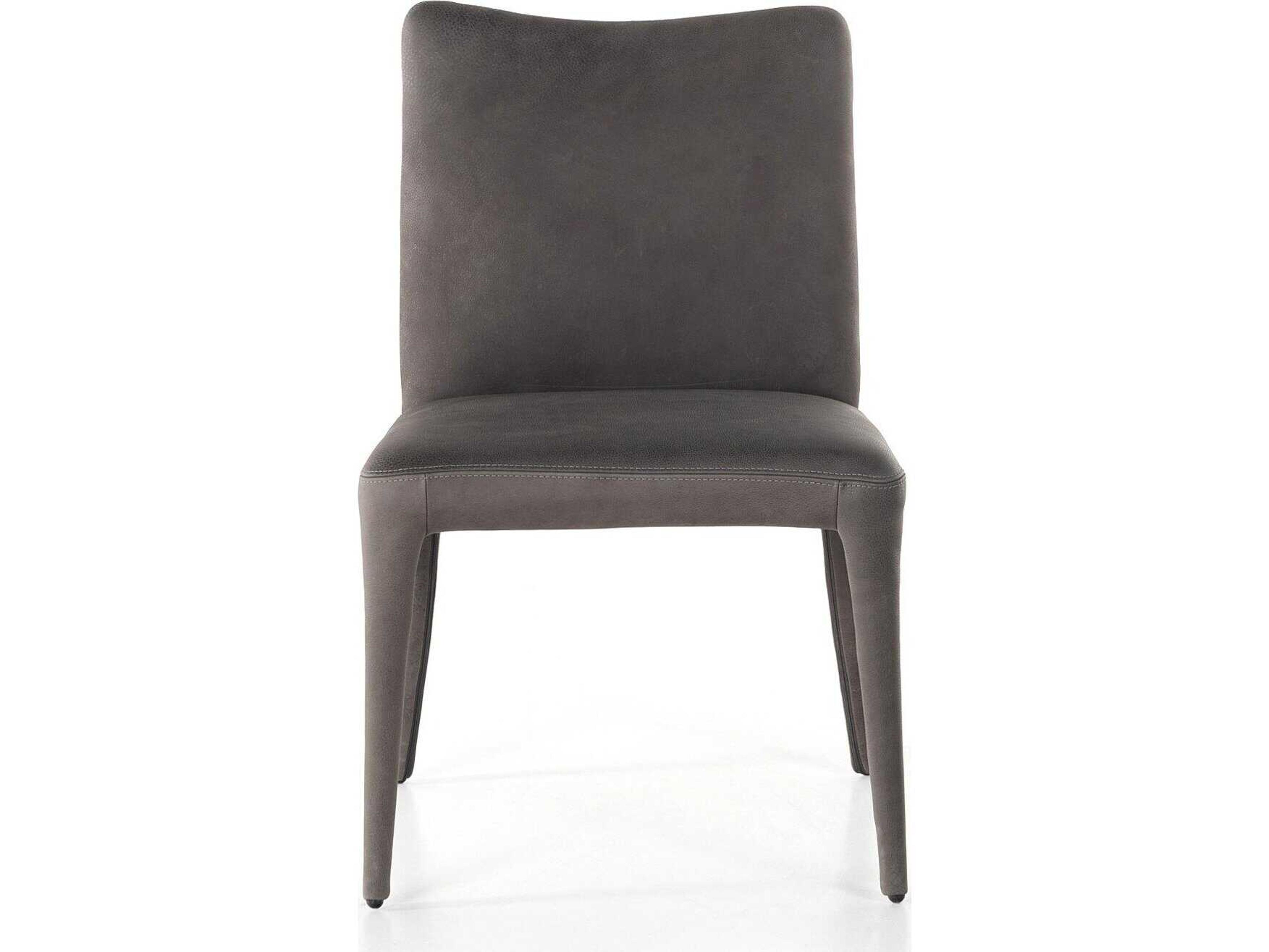 Four Hands Carnegie Monza Leather Gray Upholstered Side Dining Chair