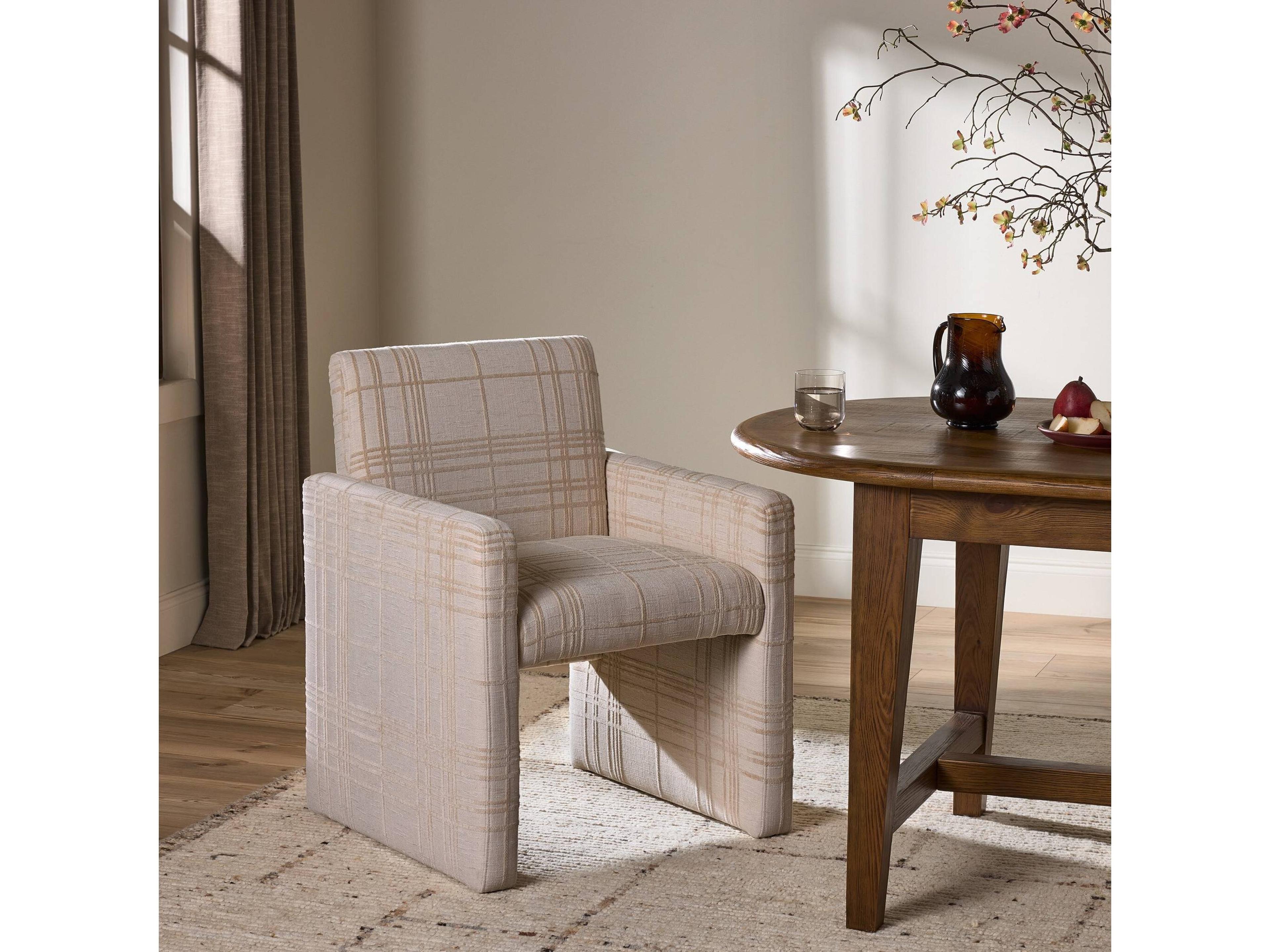 Four Hands Grayson Kima Beige Upholstered Arm Dining Chair