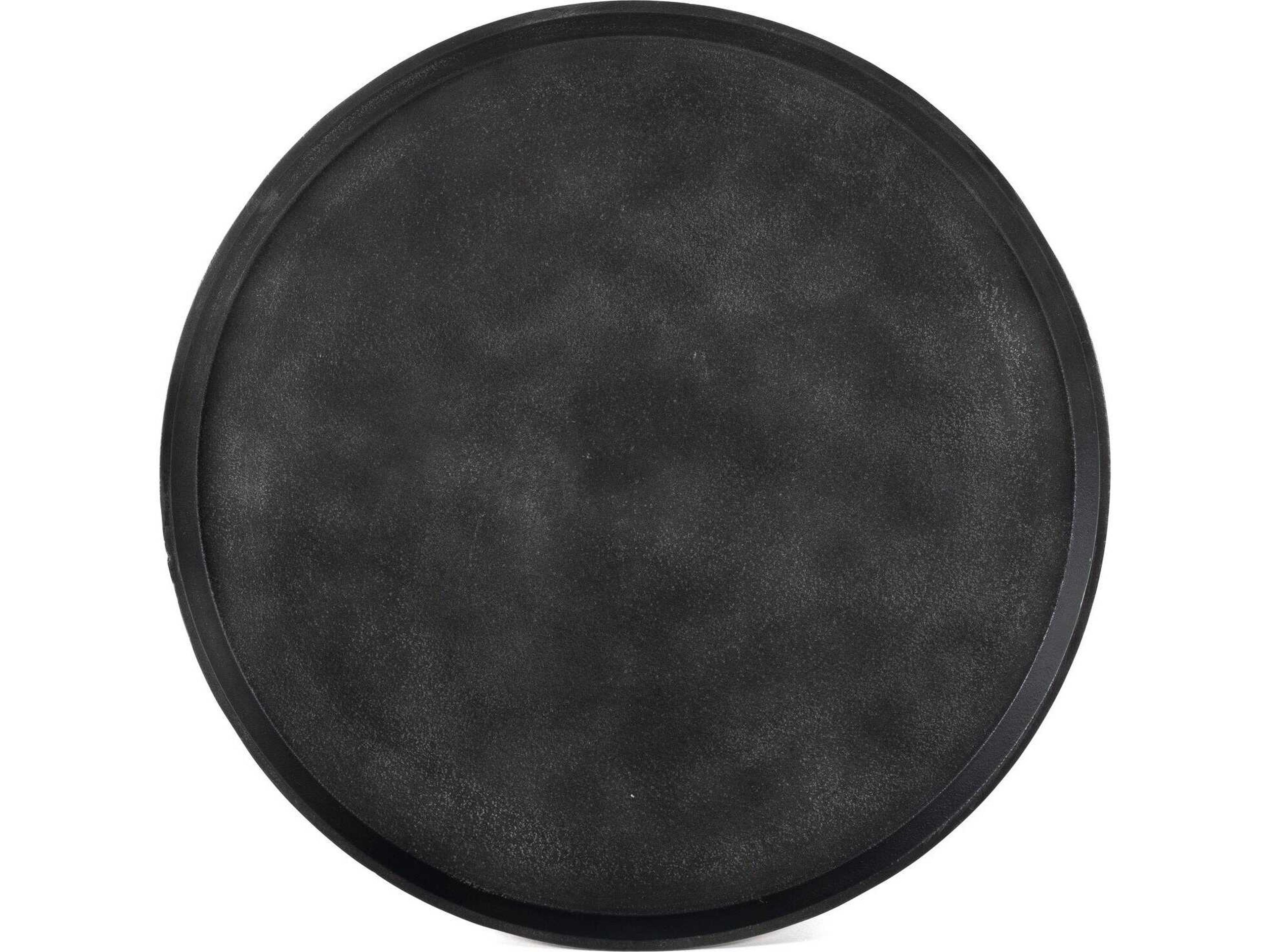 Luxecor Globetrotter Cronos Round Metal River Grey Marble Solid Aged End Table