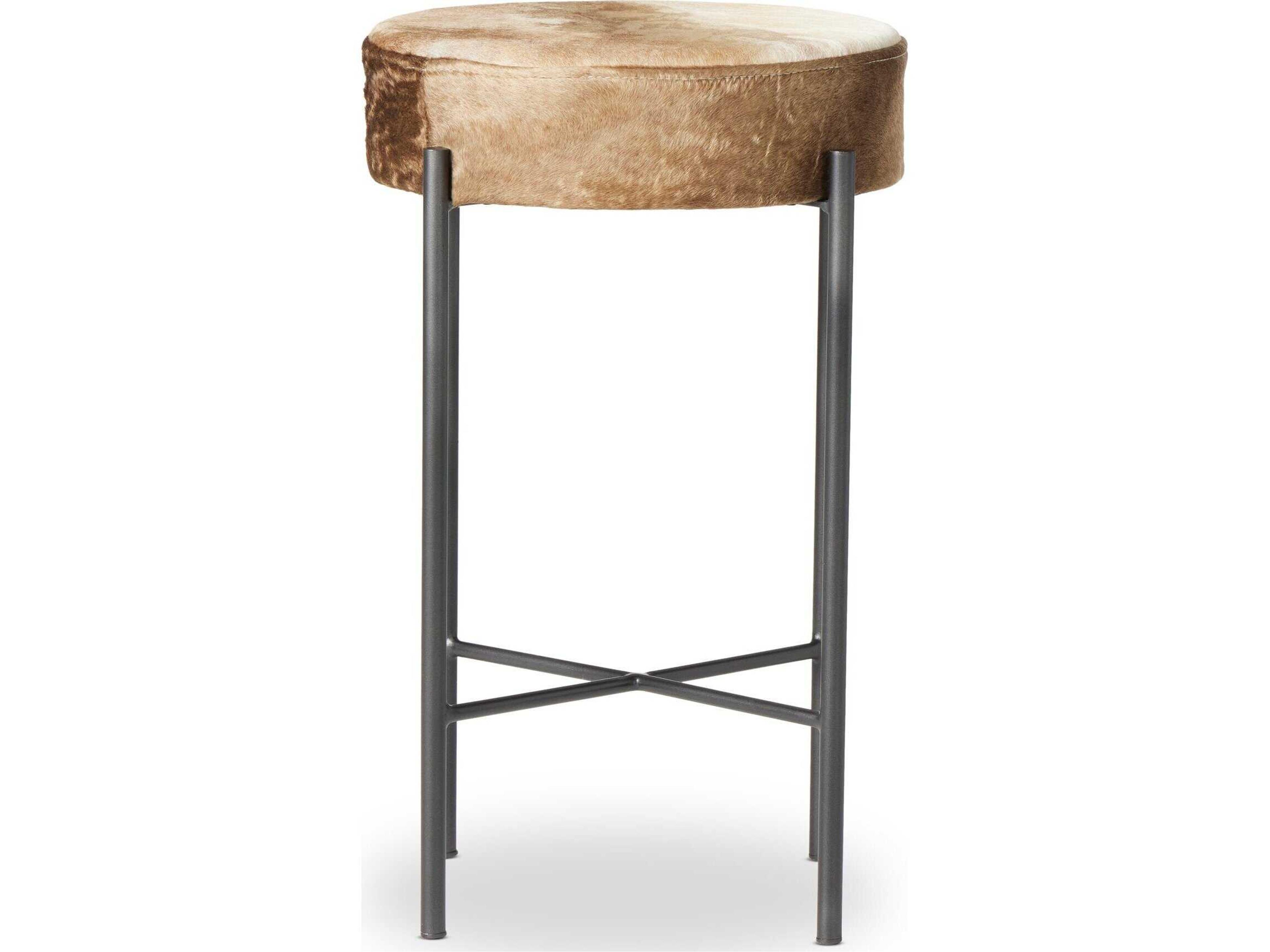 Four Hands Sevilla Nocona Fur Gunmetal Speckled Hide Counter Stool
