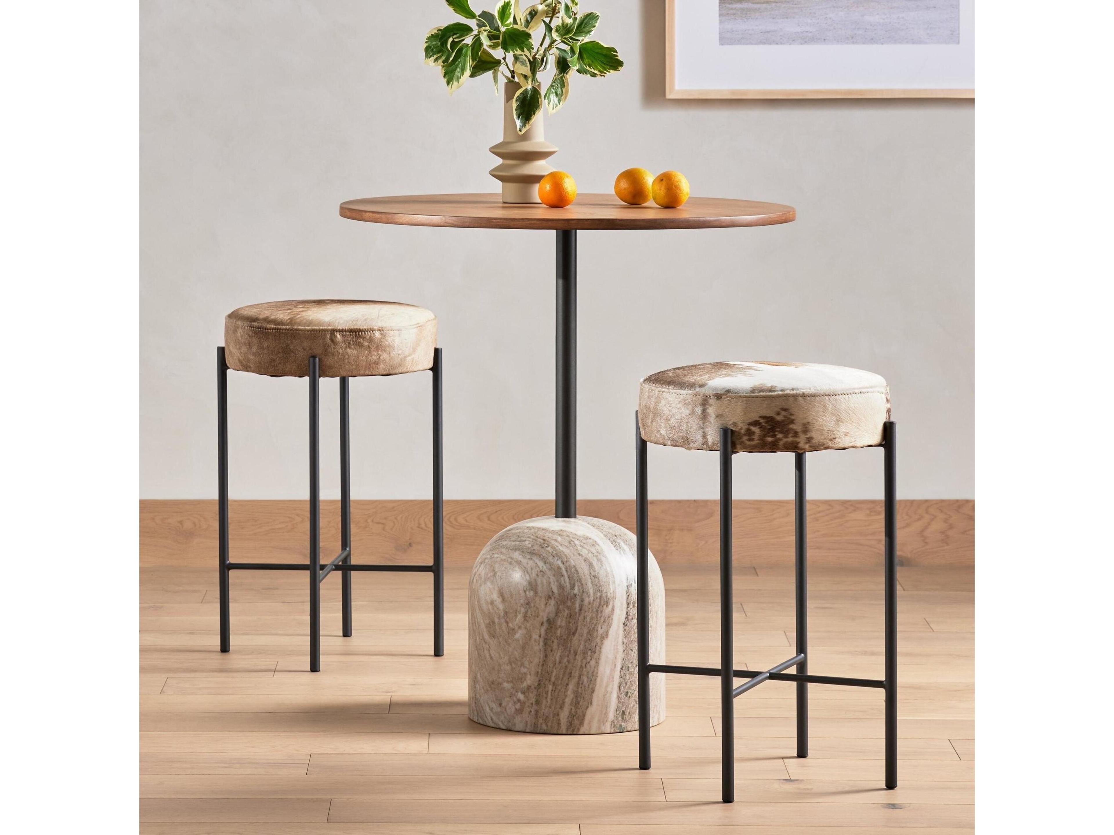 Four Hands Sevilla Nocona Fur Gunmetal Speckled Hide Counter Stool