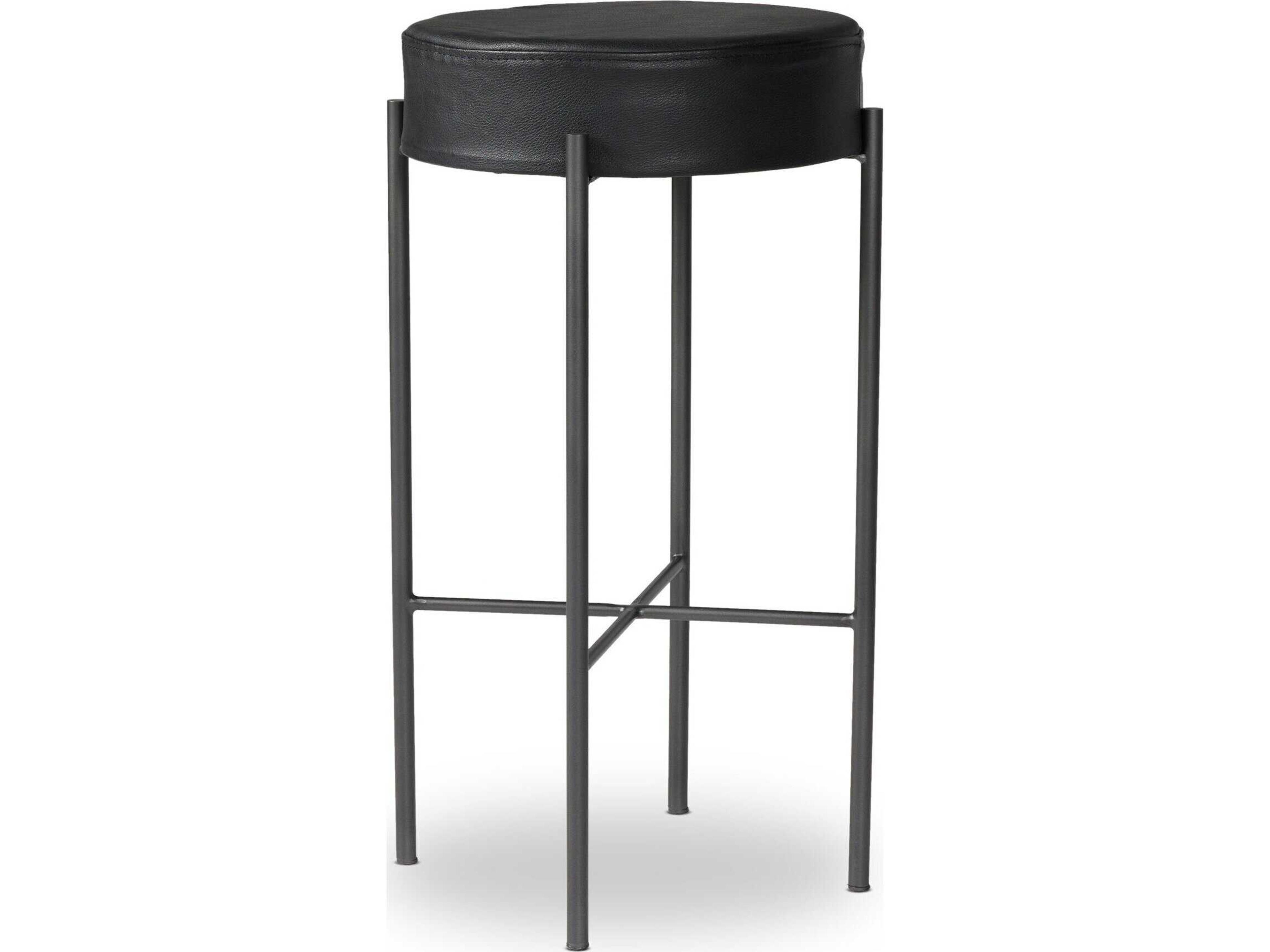 Four Hands Sevilla Nocona Black Leather  Bar Stool