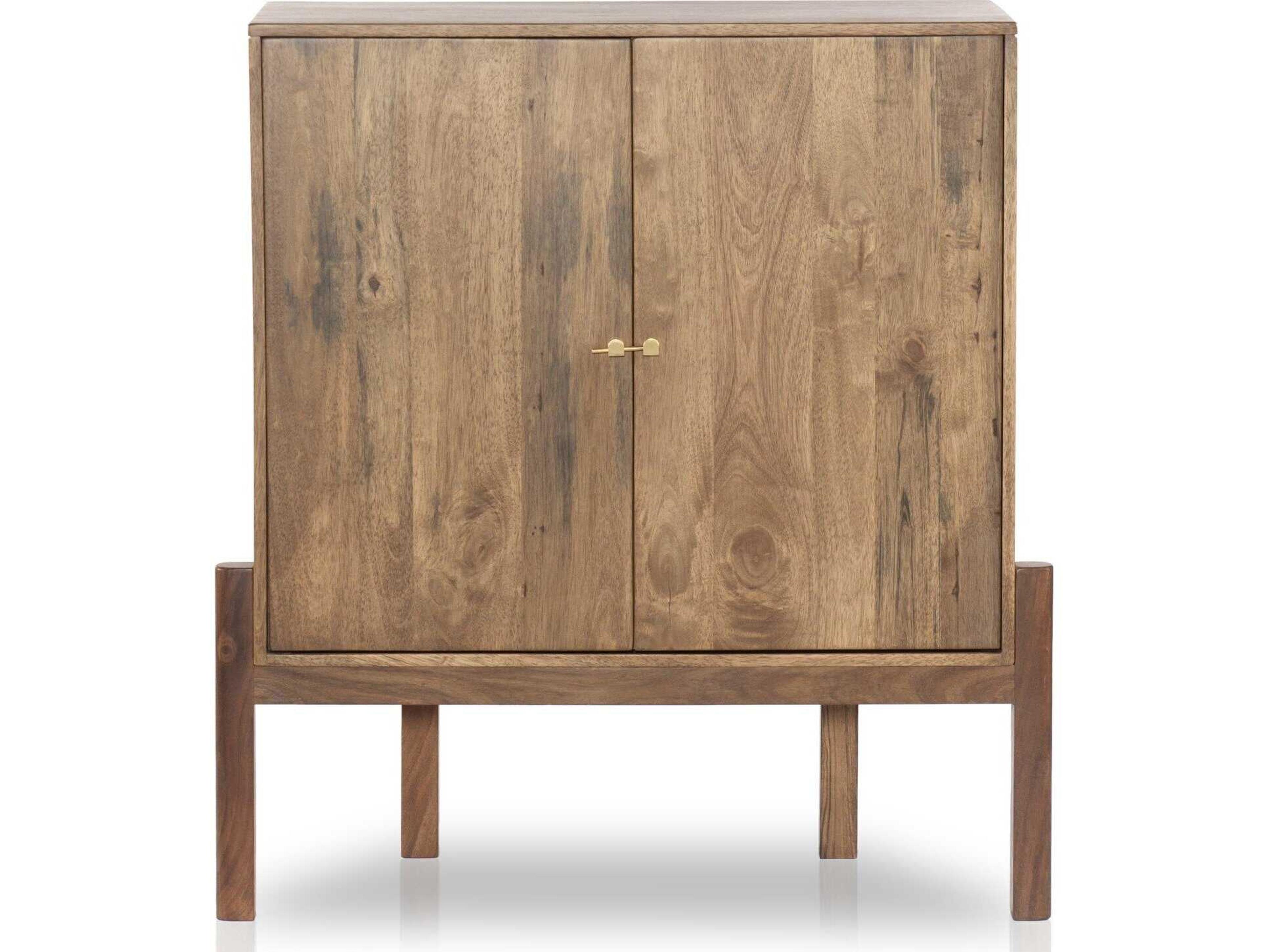 Four Hands Merritt Brown Acacia Wood Bar Cabinet