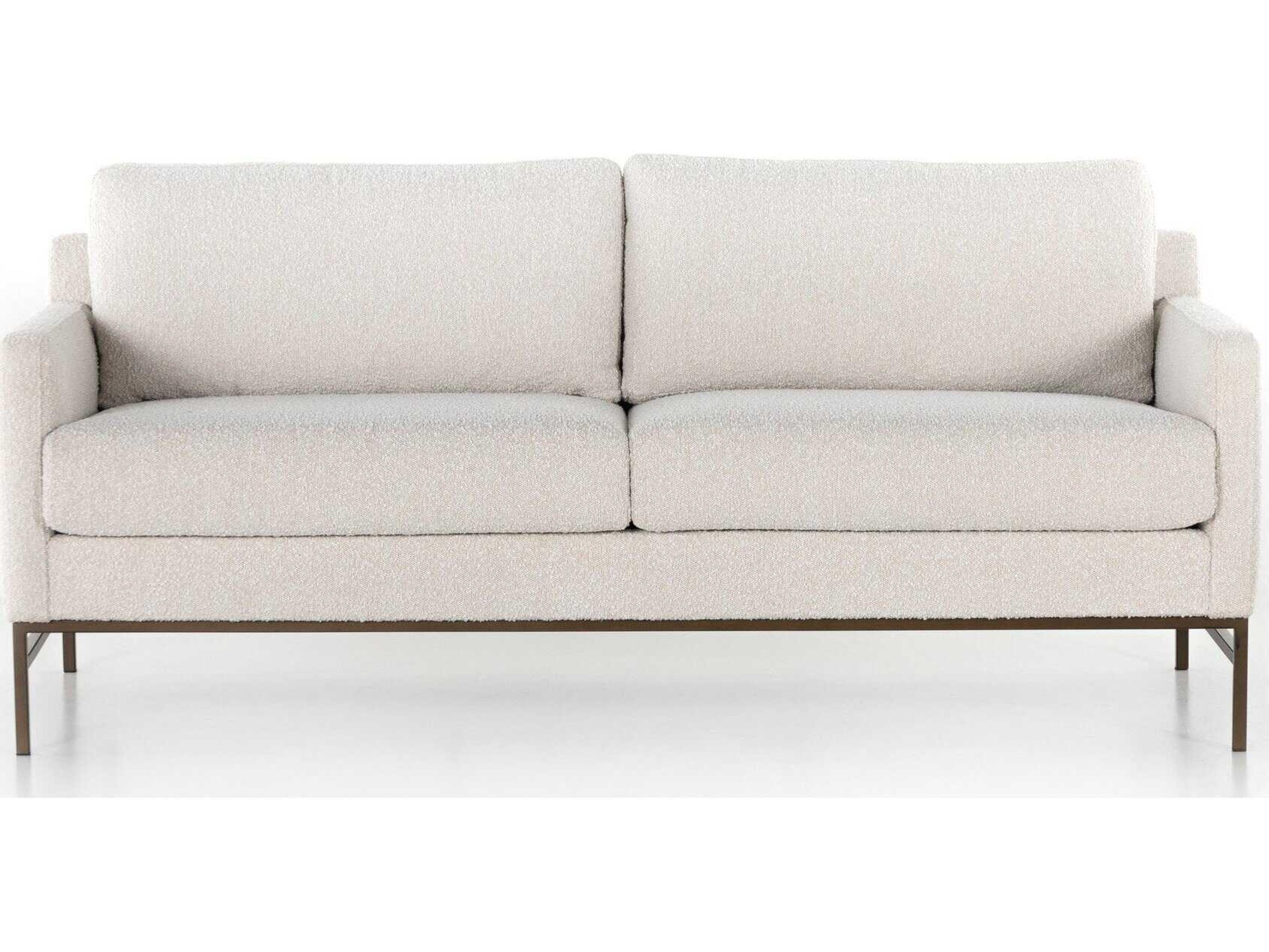 Four Hands Grayson Vanna Aged Bronze Knoll Natural Beige Upholstered Loveseat