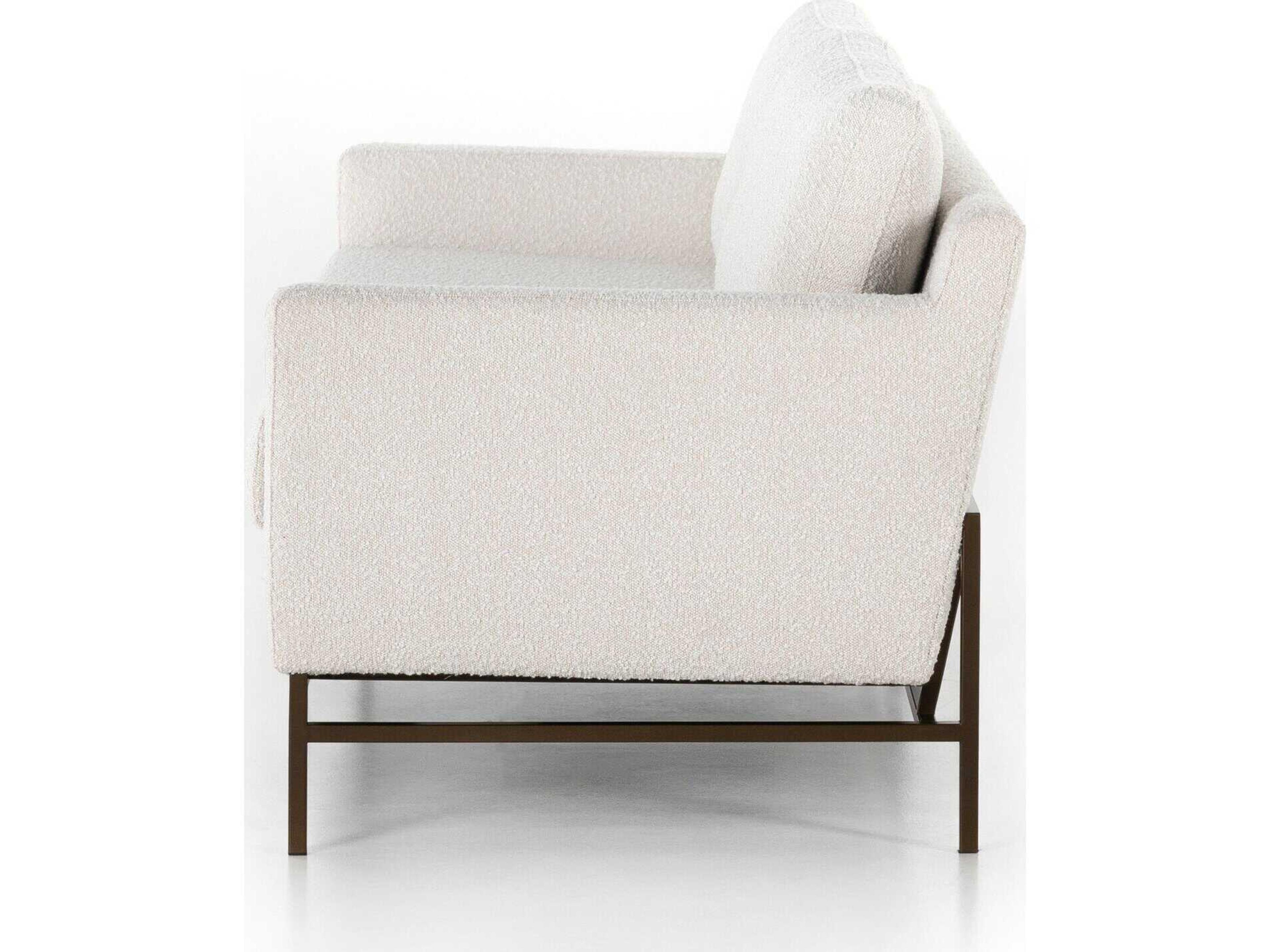 Four Hands Grayson Vanna Aged Bronze Knoll Natural Beige Upholstered Loveseat