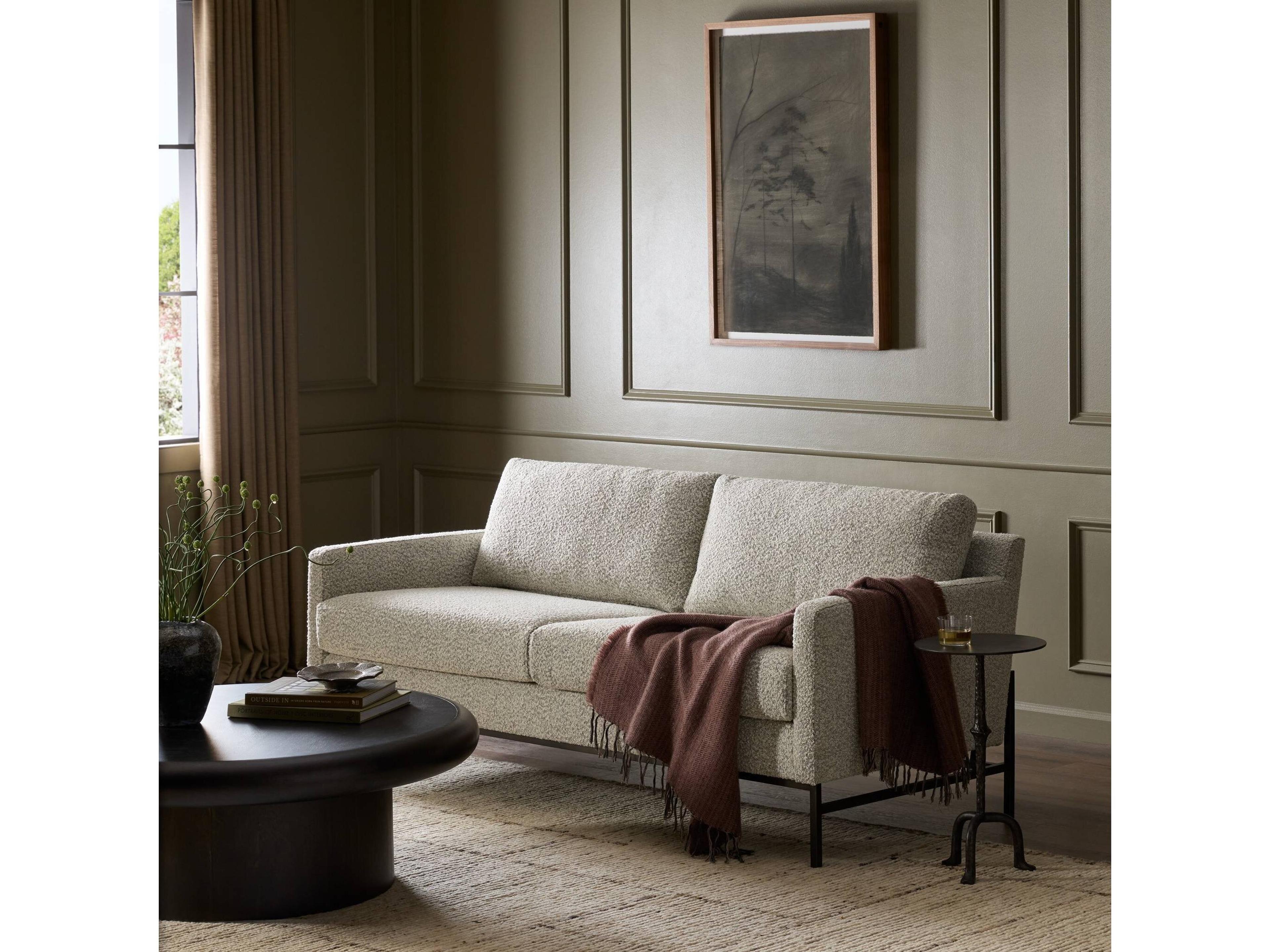 Four Hands Grayson Vanna Carbon Ebony Knoll Domino Upholstered Loveseat