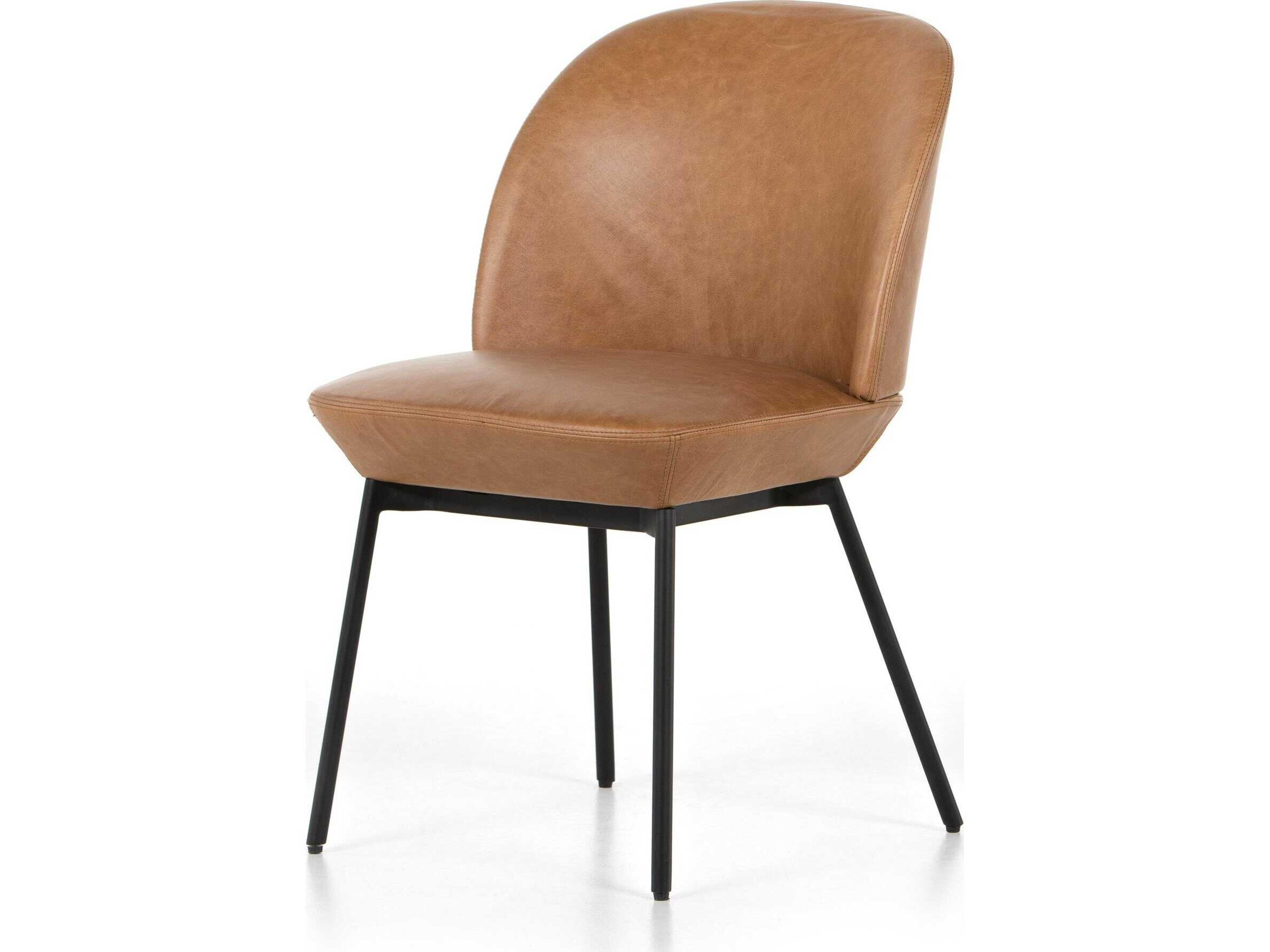 Allston Imani Leather Brown Upholstered Side Dining Chair