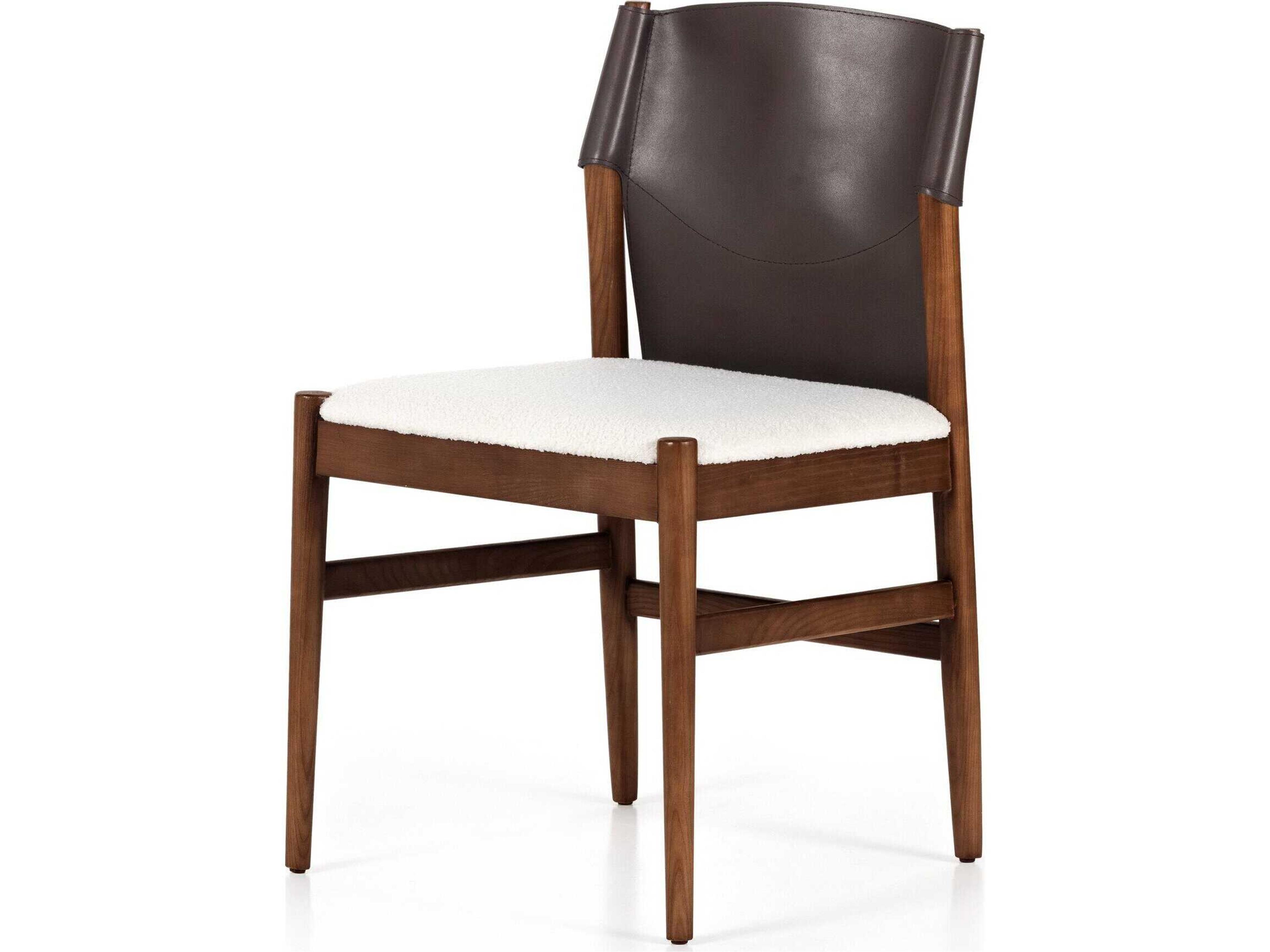 Allston Lulu Leather Ash Wood Brown Upholstered Side Dining Chair
