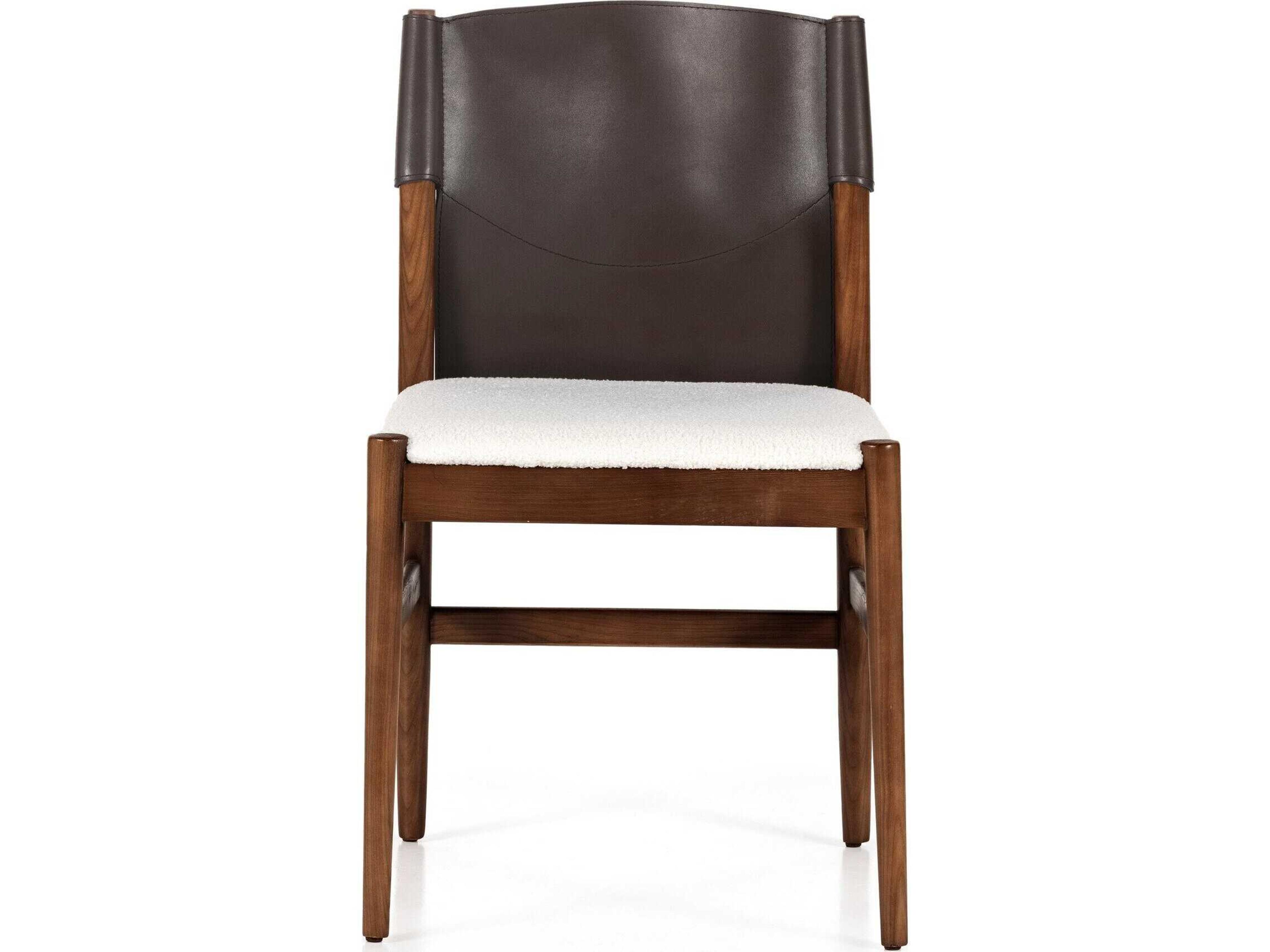 Four Hands Allston Lulu Leather Ash Wood Brown Upholstered Side Dining Chair