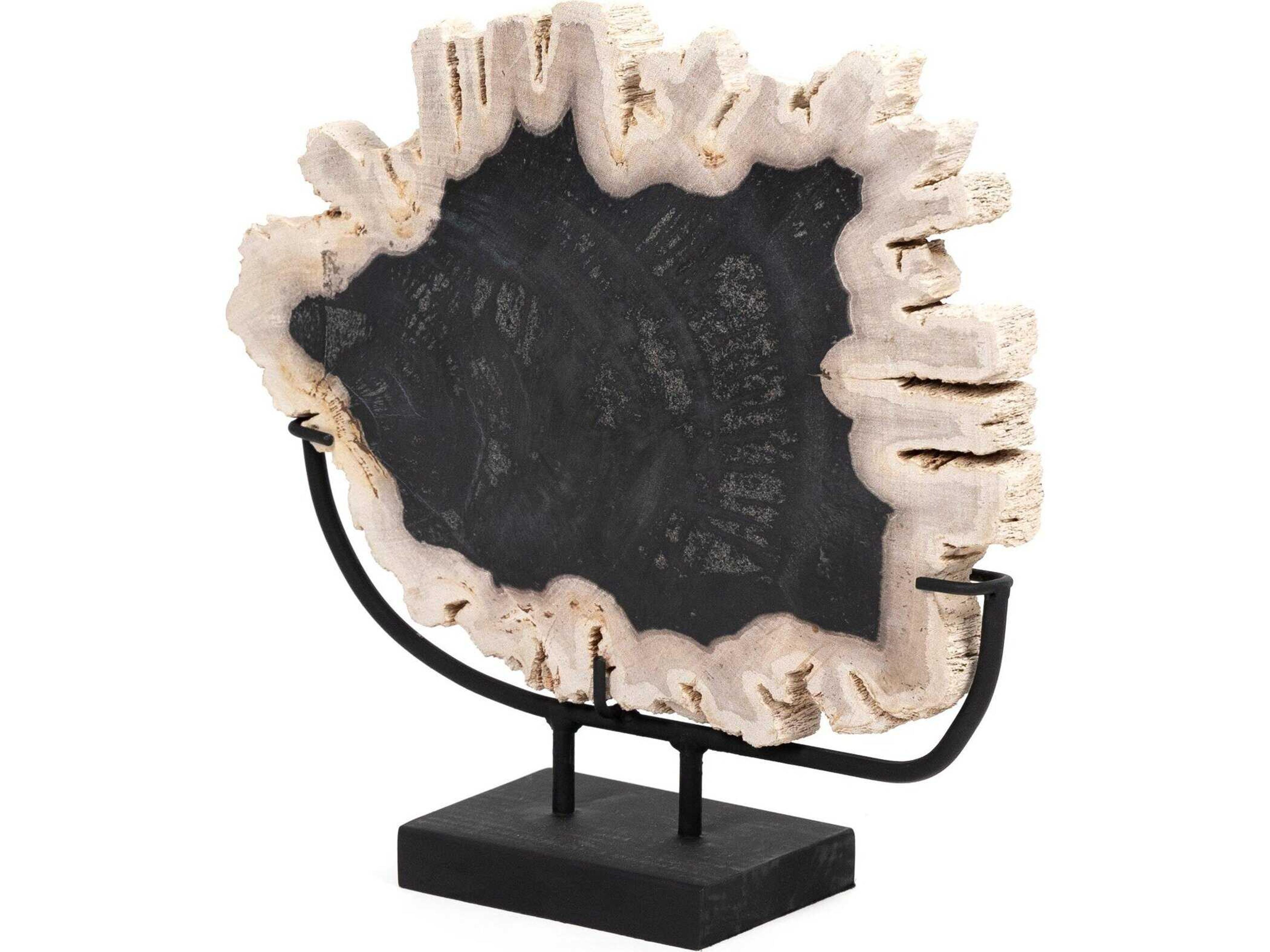 Four Hands Palu  Petrified Wood Matte Black Iron  Sculpture