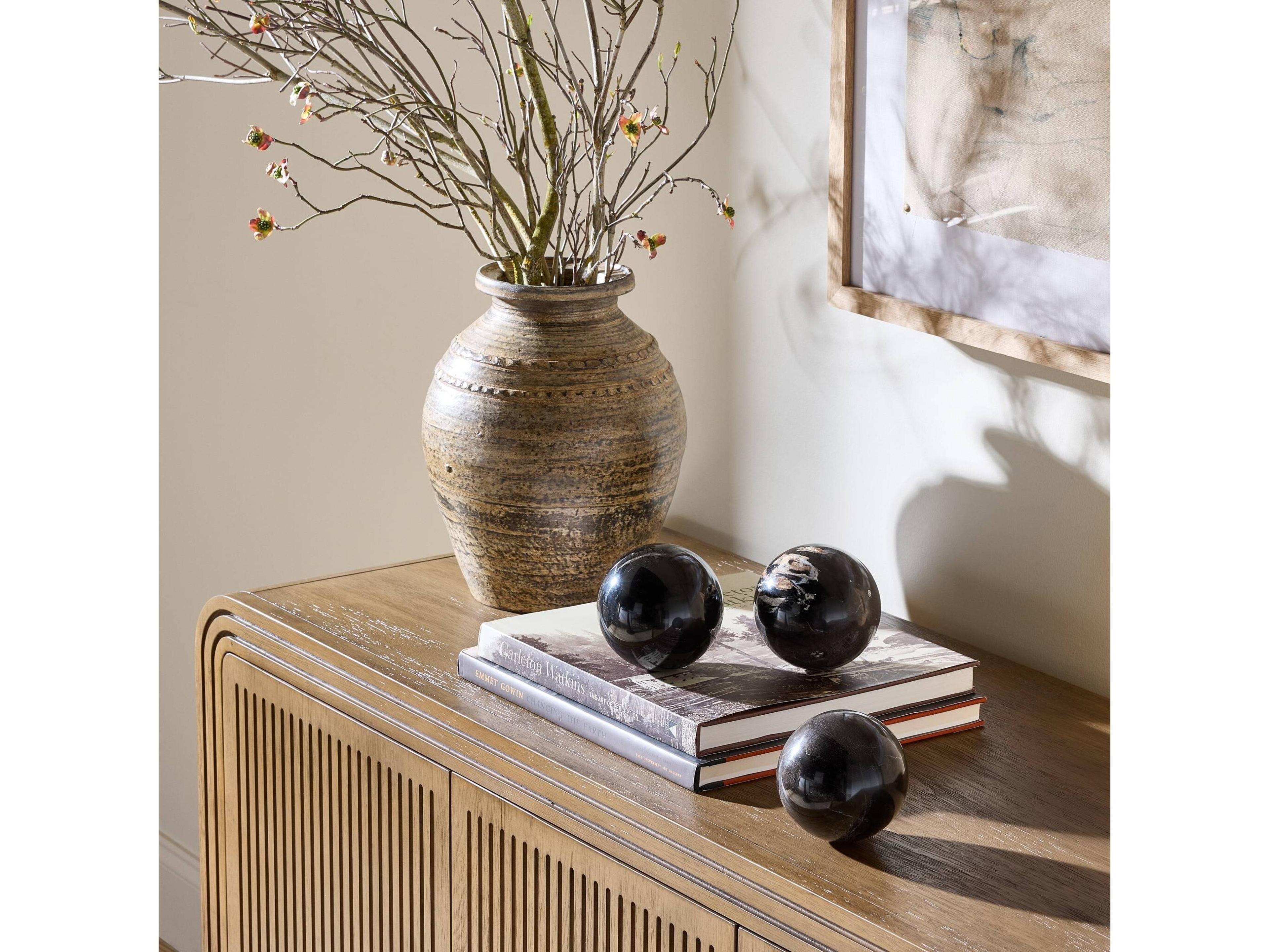 Four Hands Palu  Dark Petrified Wood  Balls, Set Of 3