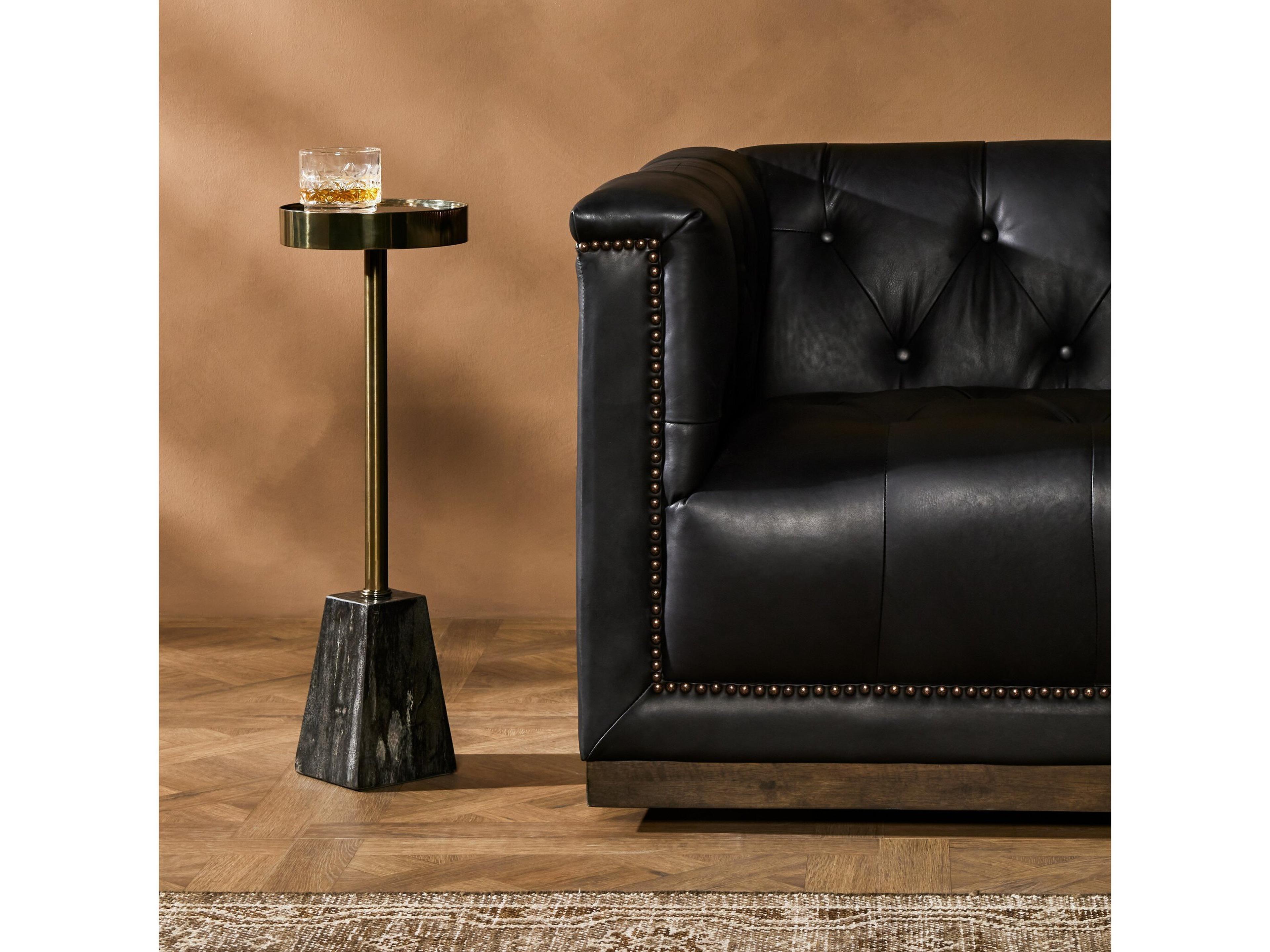 Four Hands Palu Galen Dark Petrified Wood Round End Table