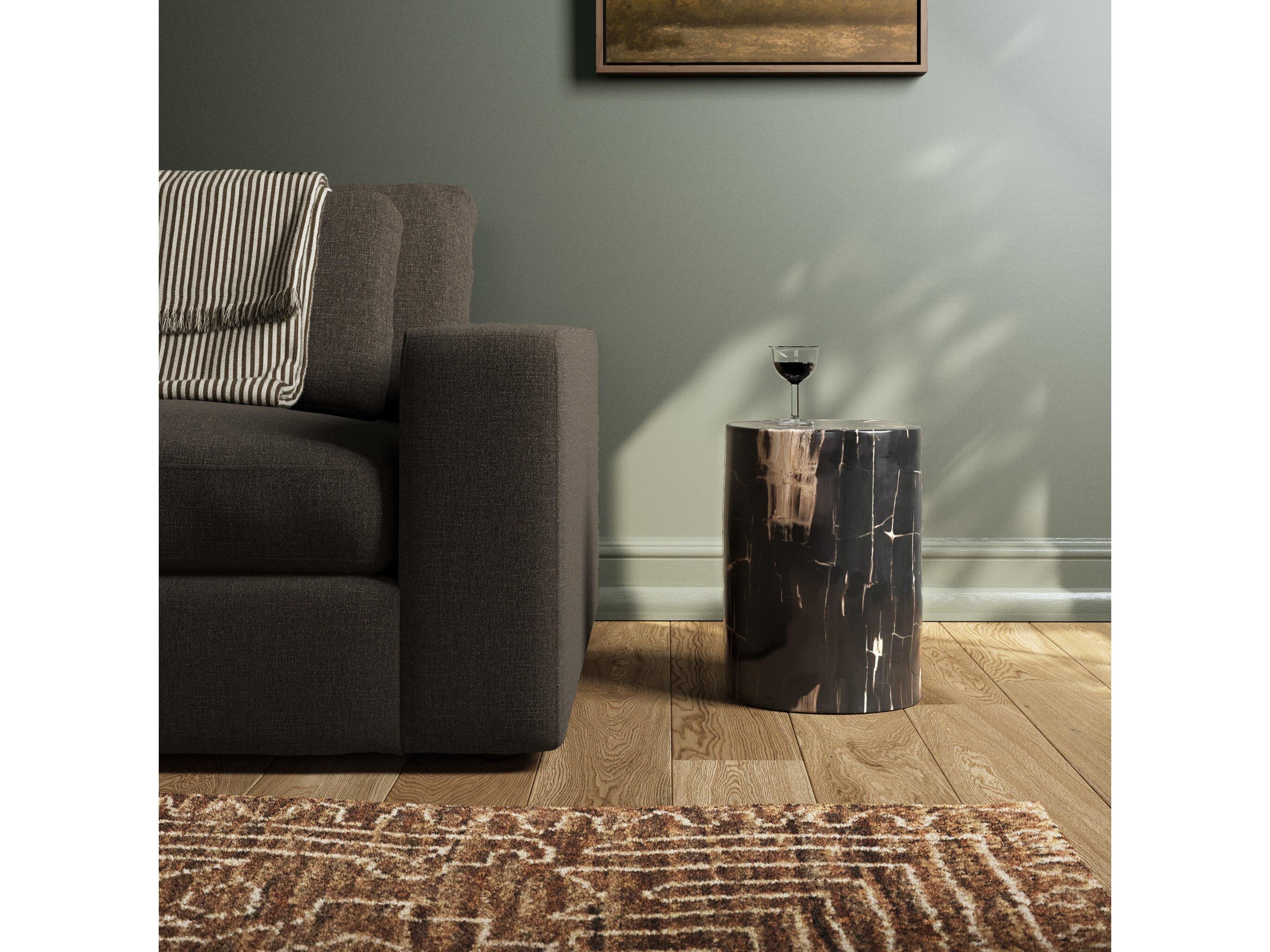 Four Hands Palu Kos Round Dark Petrified Wood End Table