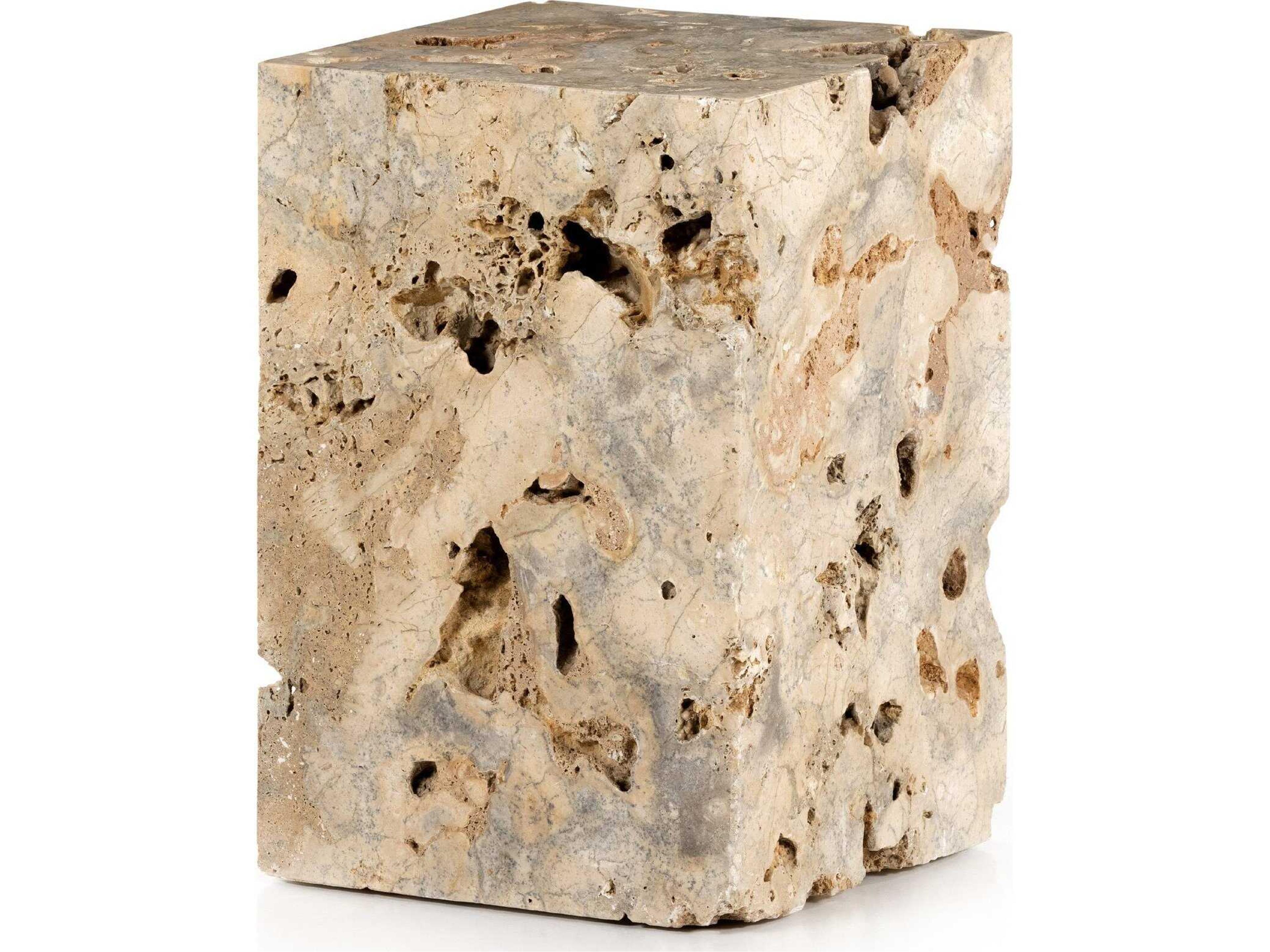 Faydon End Table Palu Travertine Stone