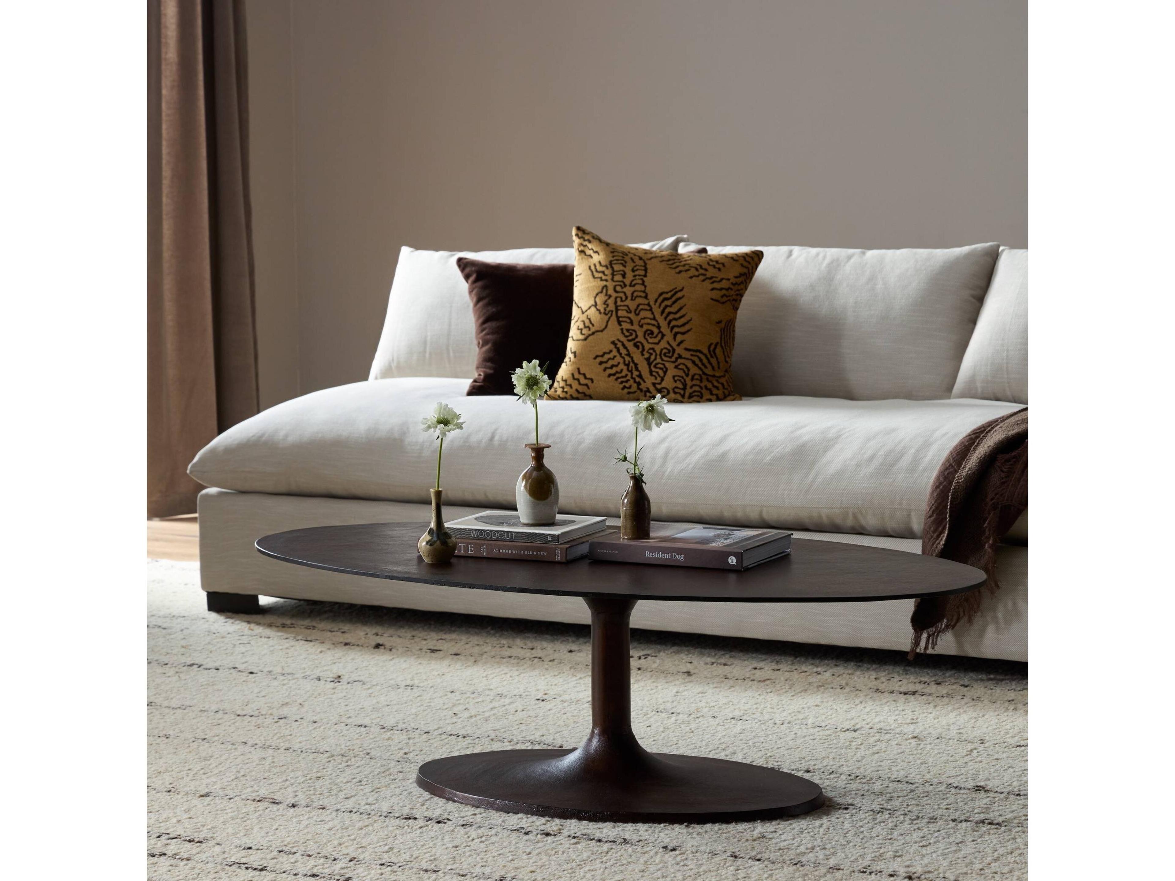 Four Hands Marlow Simone Oval Metal Antique Rust Coffee Table