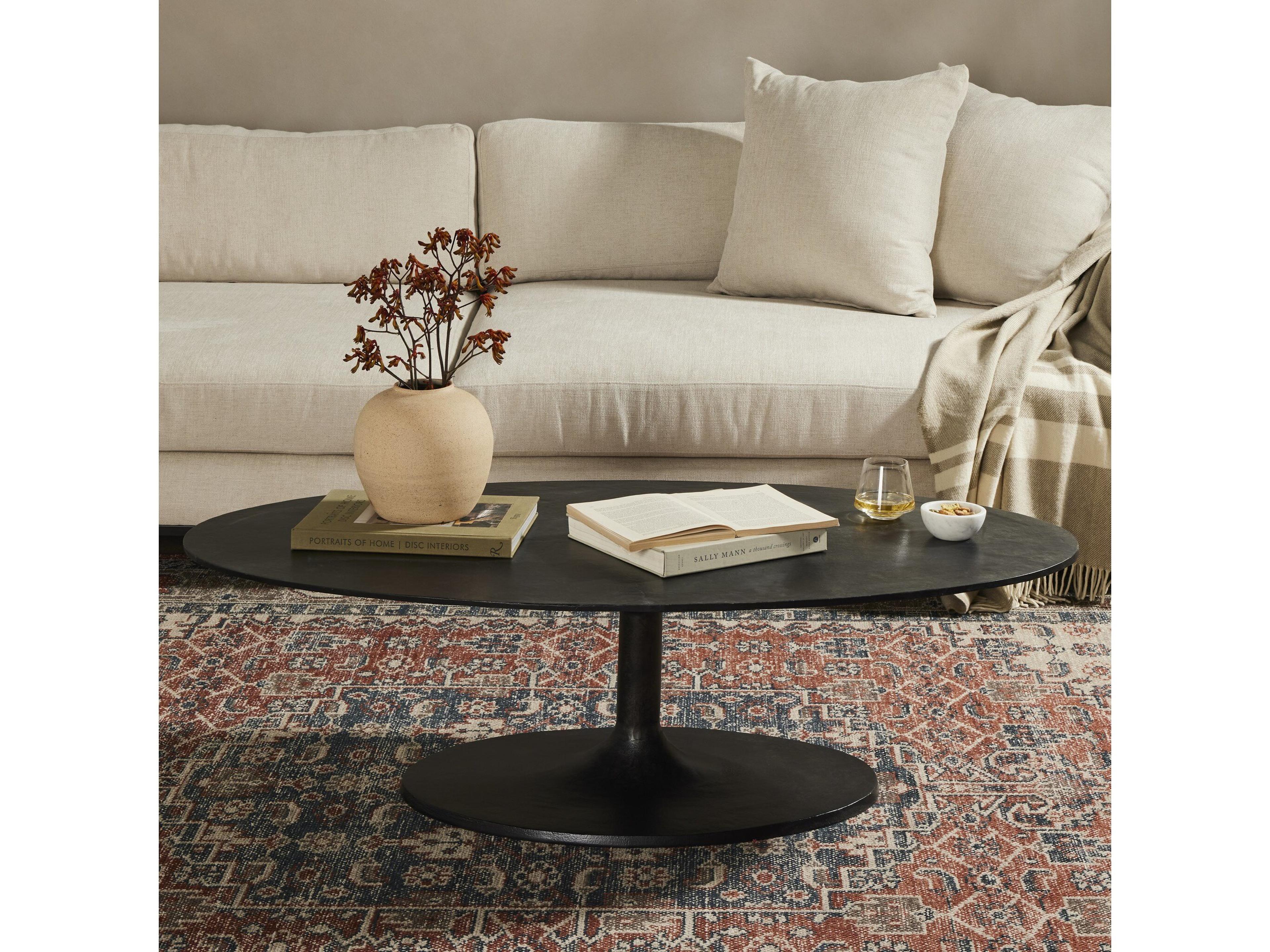Four Hands Marlow Simone Raw Black Oval Coffee Table